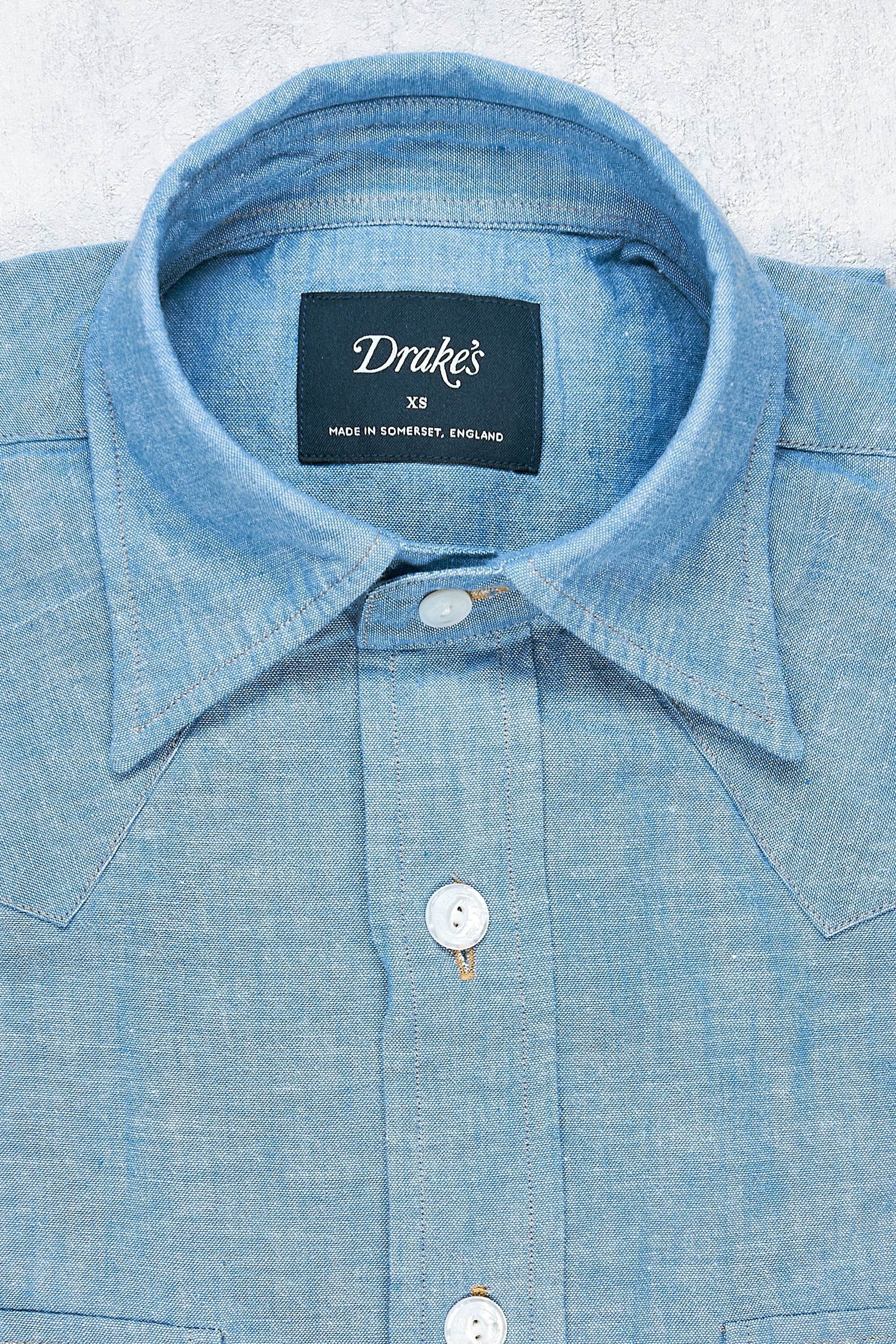 Drake's Light Blue Denim Cotton Shirt