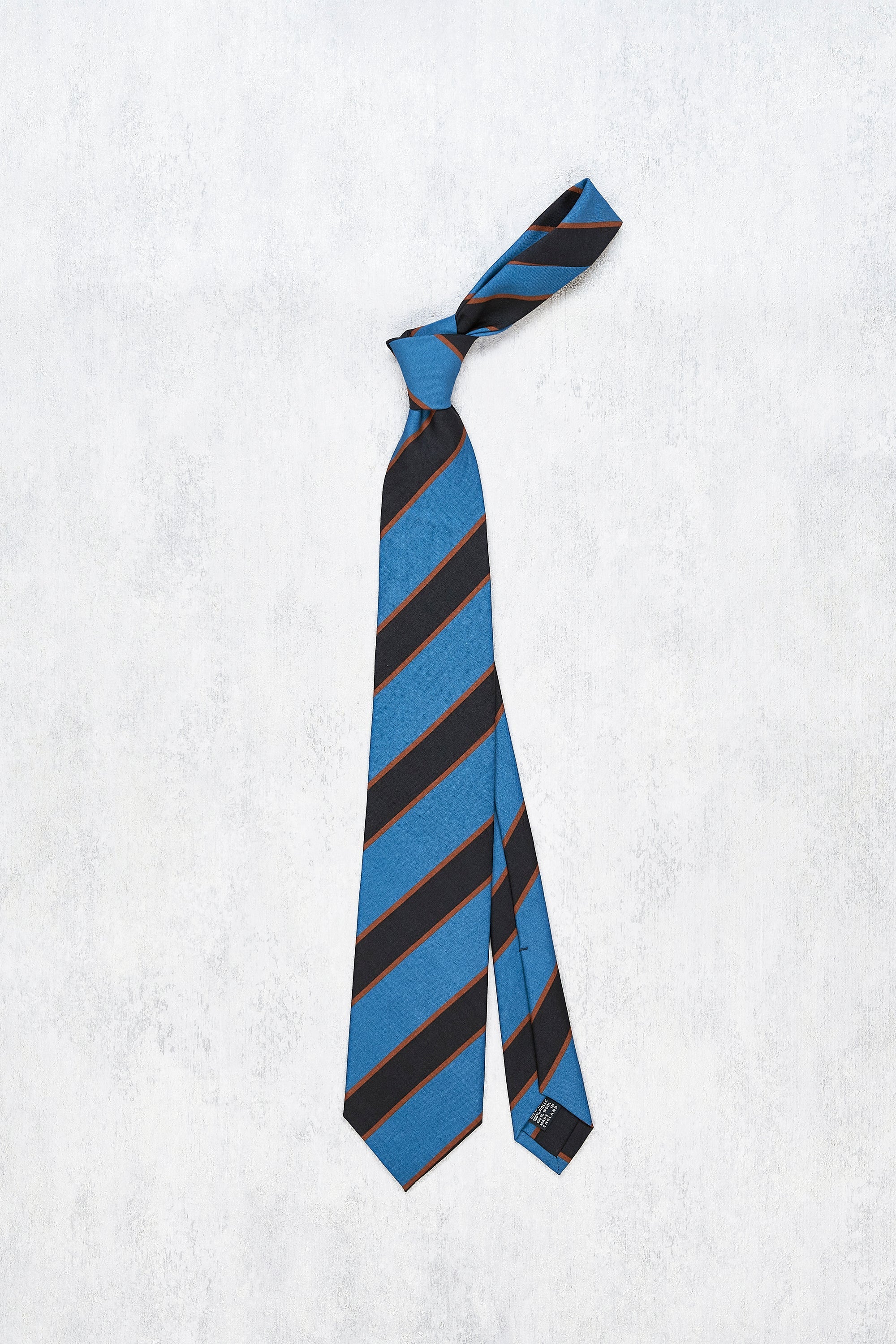 Drake's Blue with Navy/Brown Stripe Wool Tie