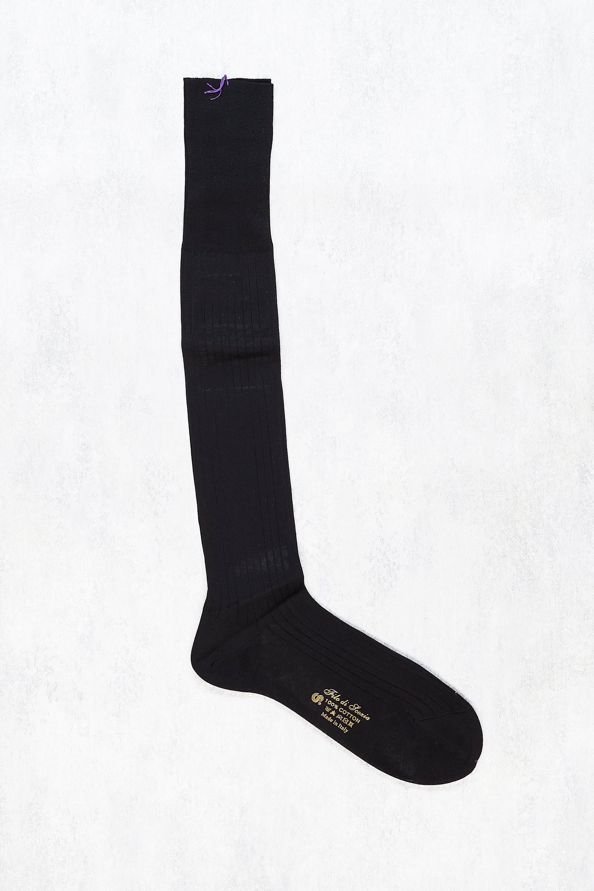 Drake's Black Cotton Long Socks
