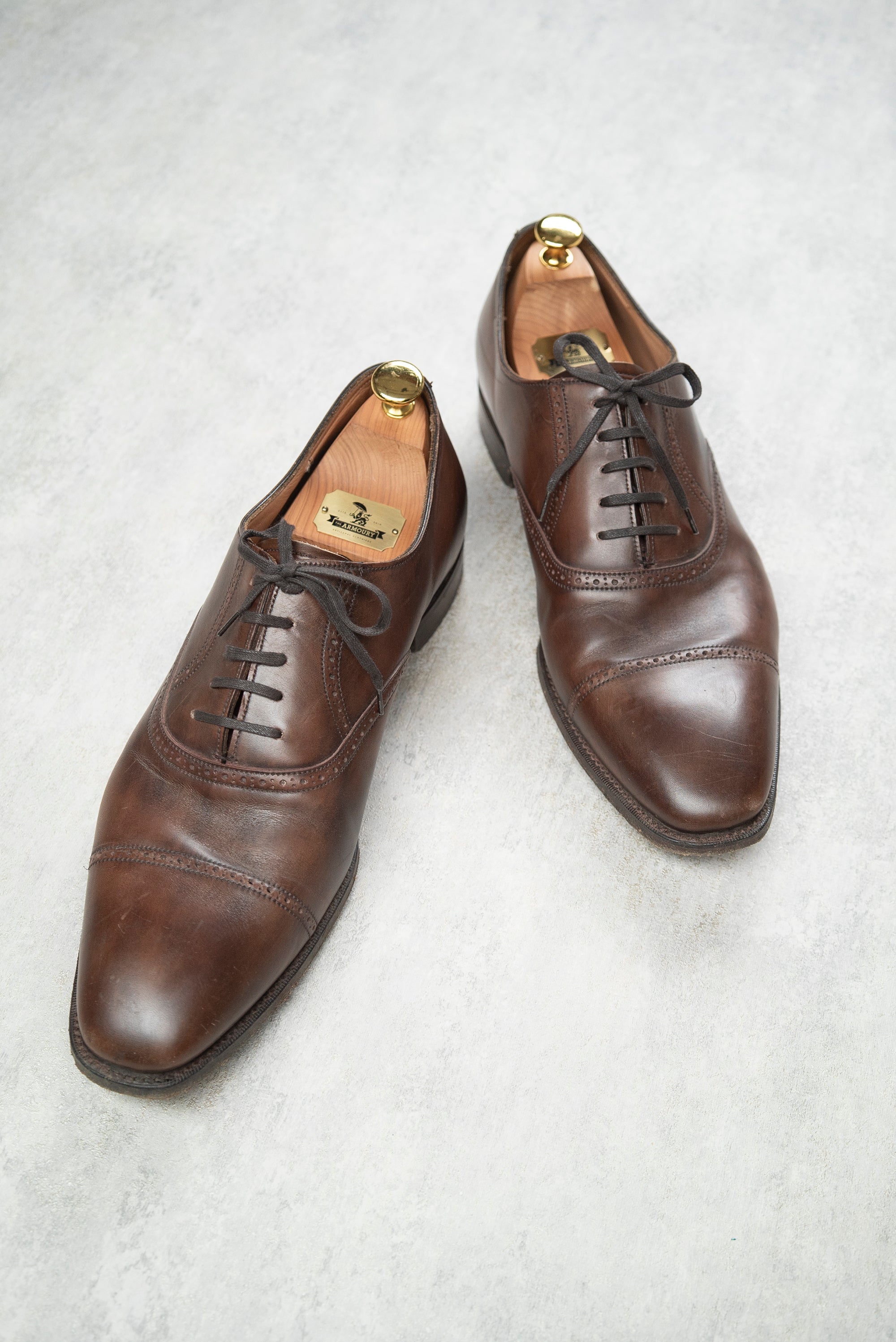 The Armoury Hajime Wyndham Espresso Calf Self-Brogue Oxfords Shoes