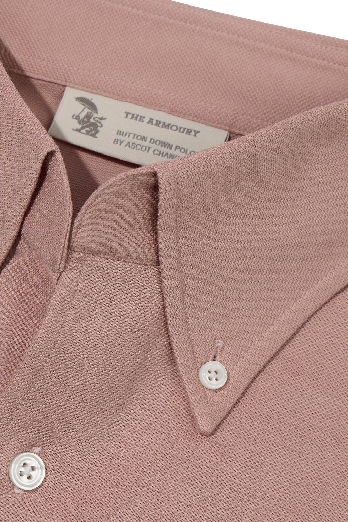 The Armoury Rose Cotton Long Sleeve Button Down Polo