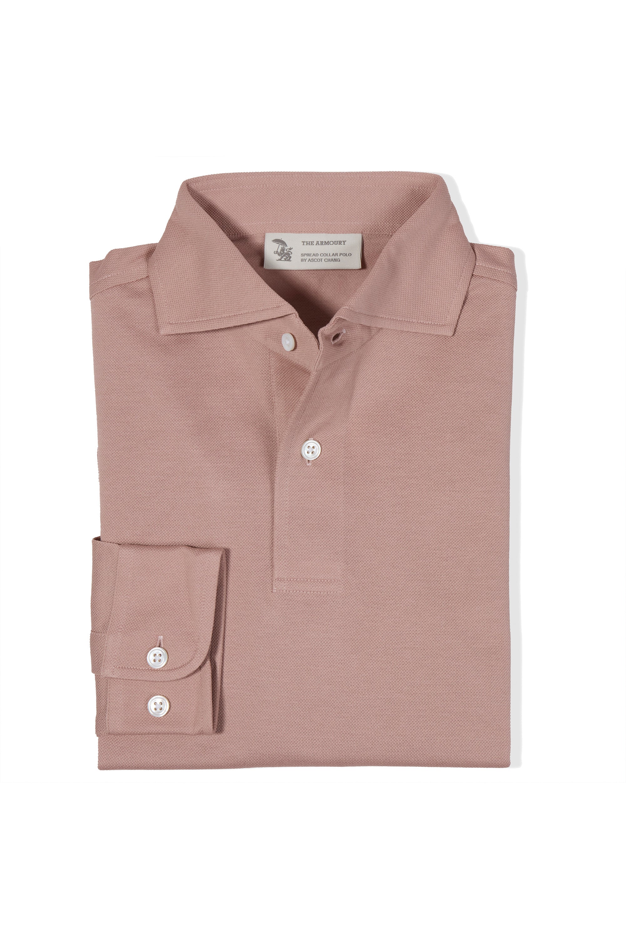 The Armoury Rose Cotton Long Sleeve Spread Collar Polo