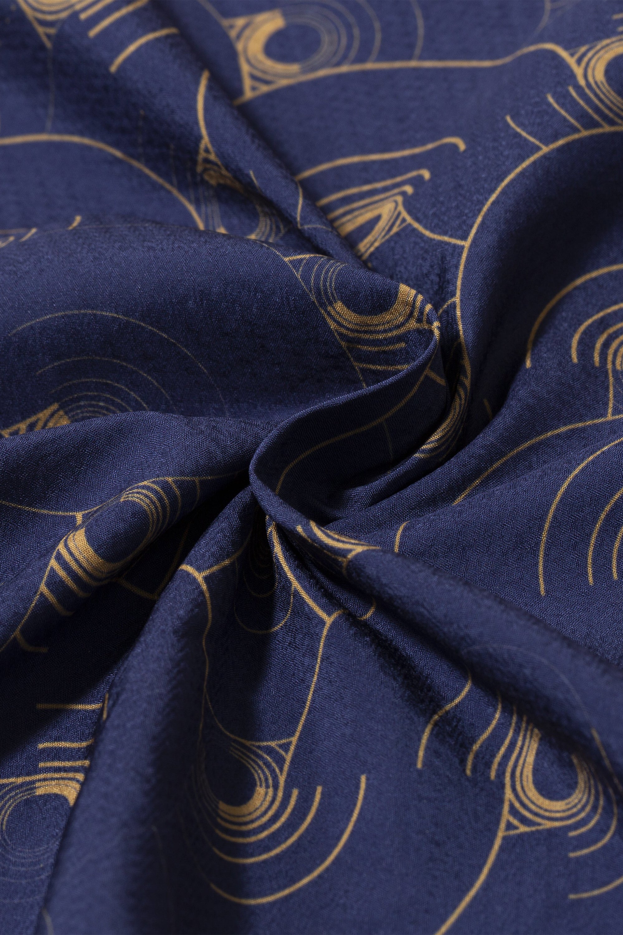 The Armoury Lens Cloth Navy with Gold Circles Pocket Square