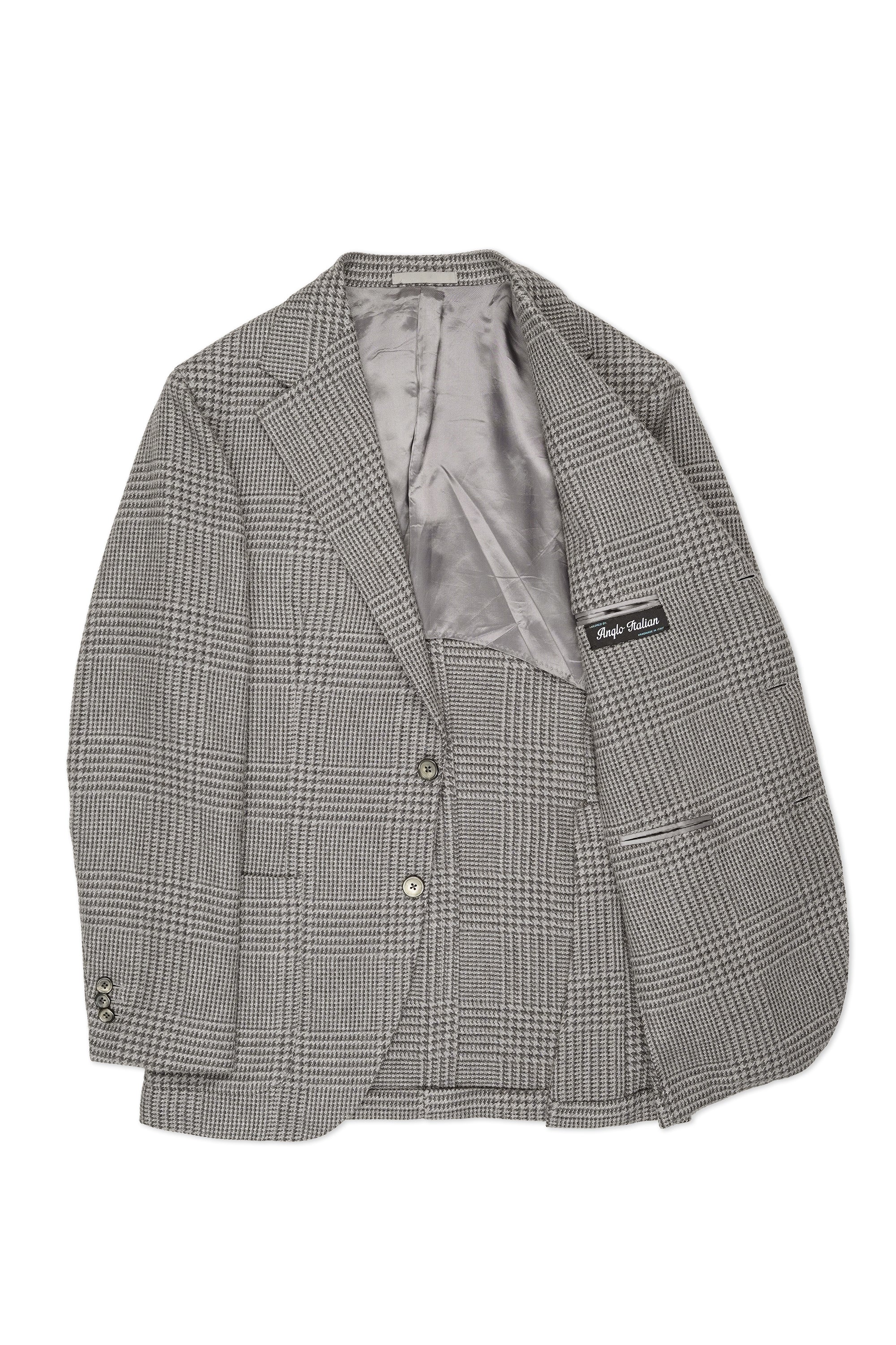 Anglo-Italian Grey Cotton/Wool/Cashmere Check Sport Coat