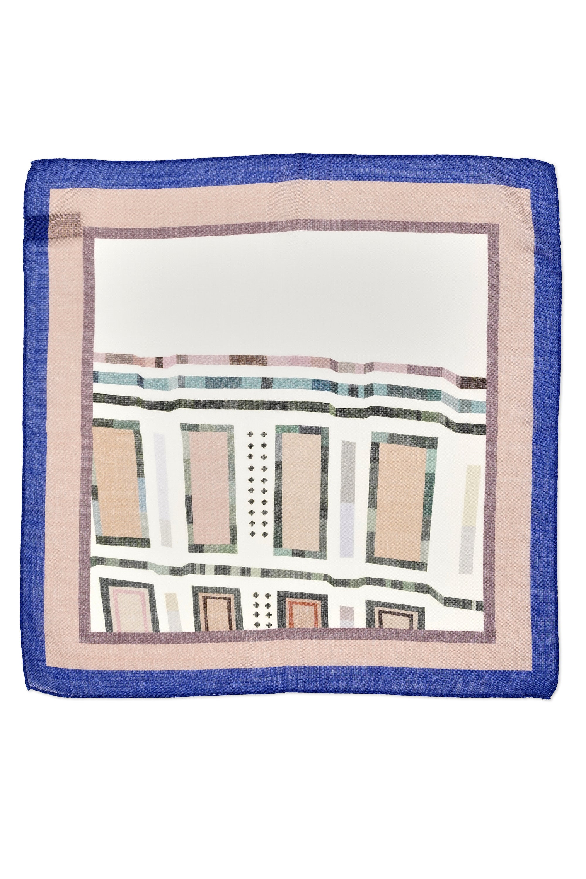 Christian Kimber Blue/Green/Pink Florence Design Pocket Square