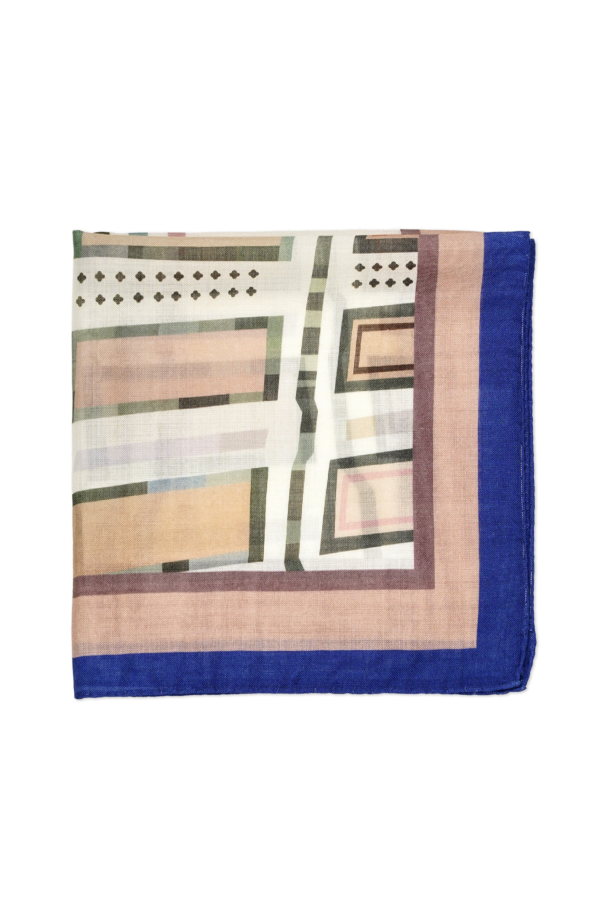 Christian Kimber Blue/Green/Pink Florence Design Pocket Square