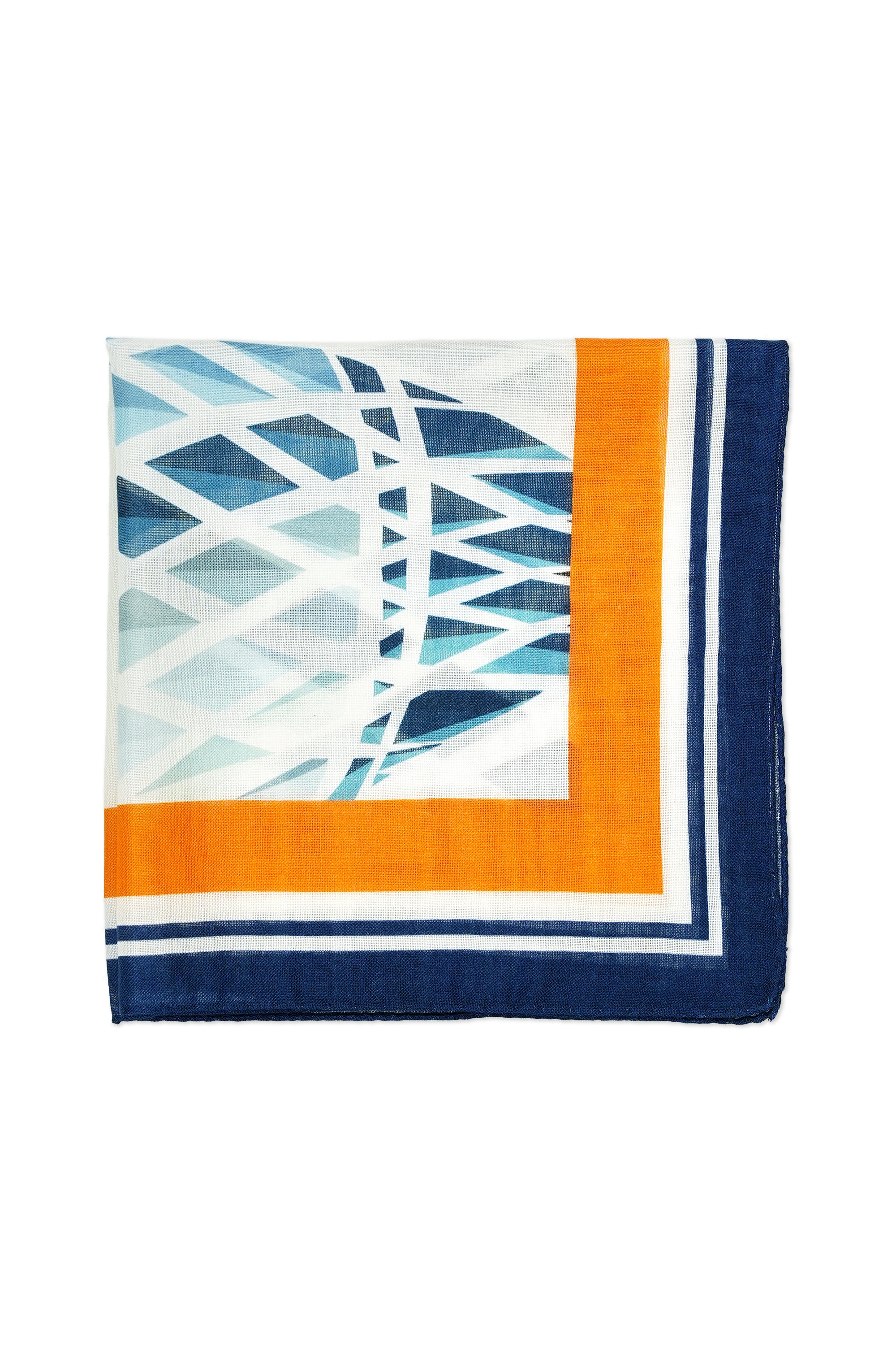 Christian Kimber Navy/Orange/Blue London Design Pocket Square