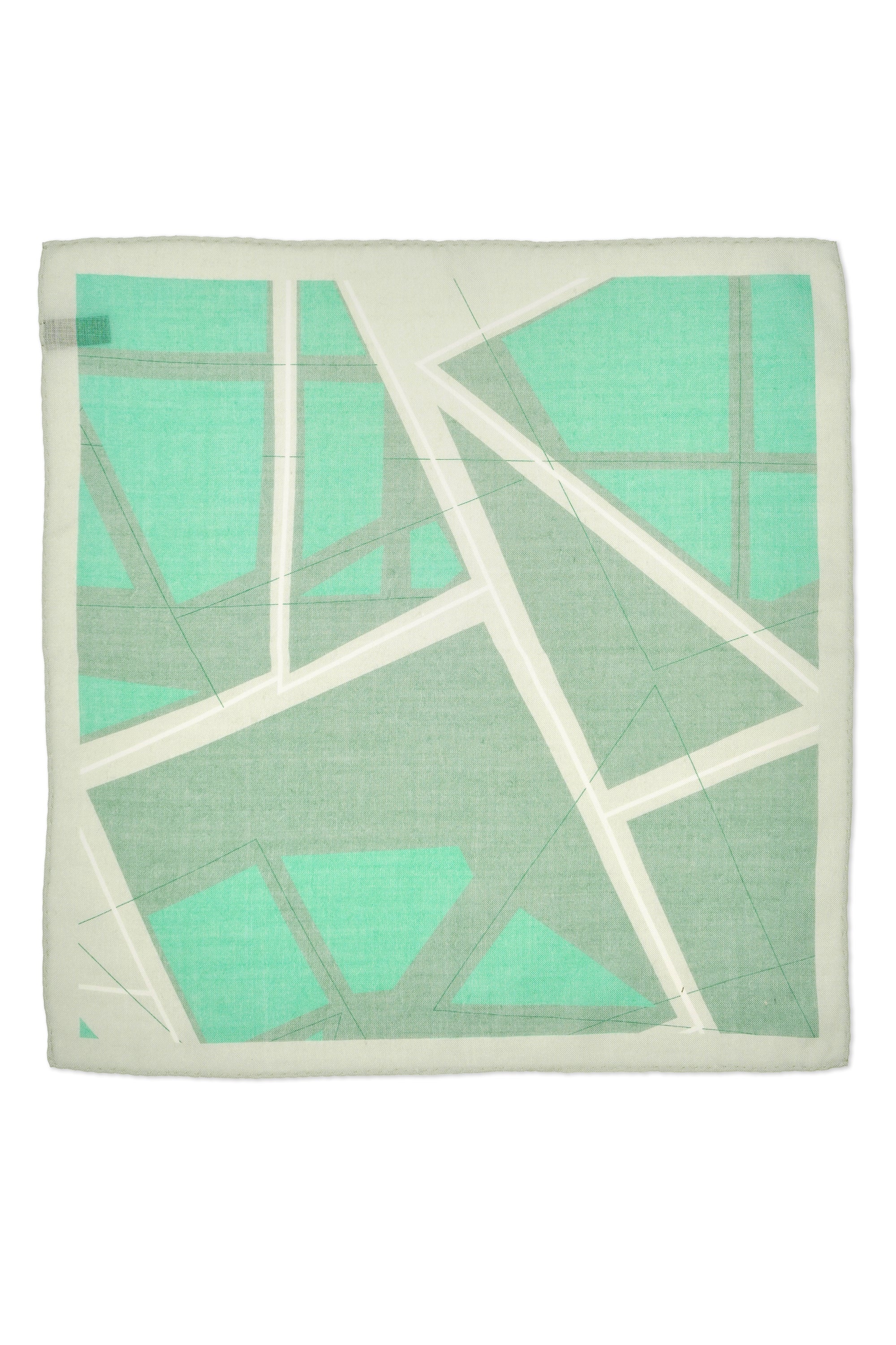 Christian Kimber Green/Light Grey Melbourne Edge Design Pocket Square