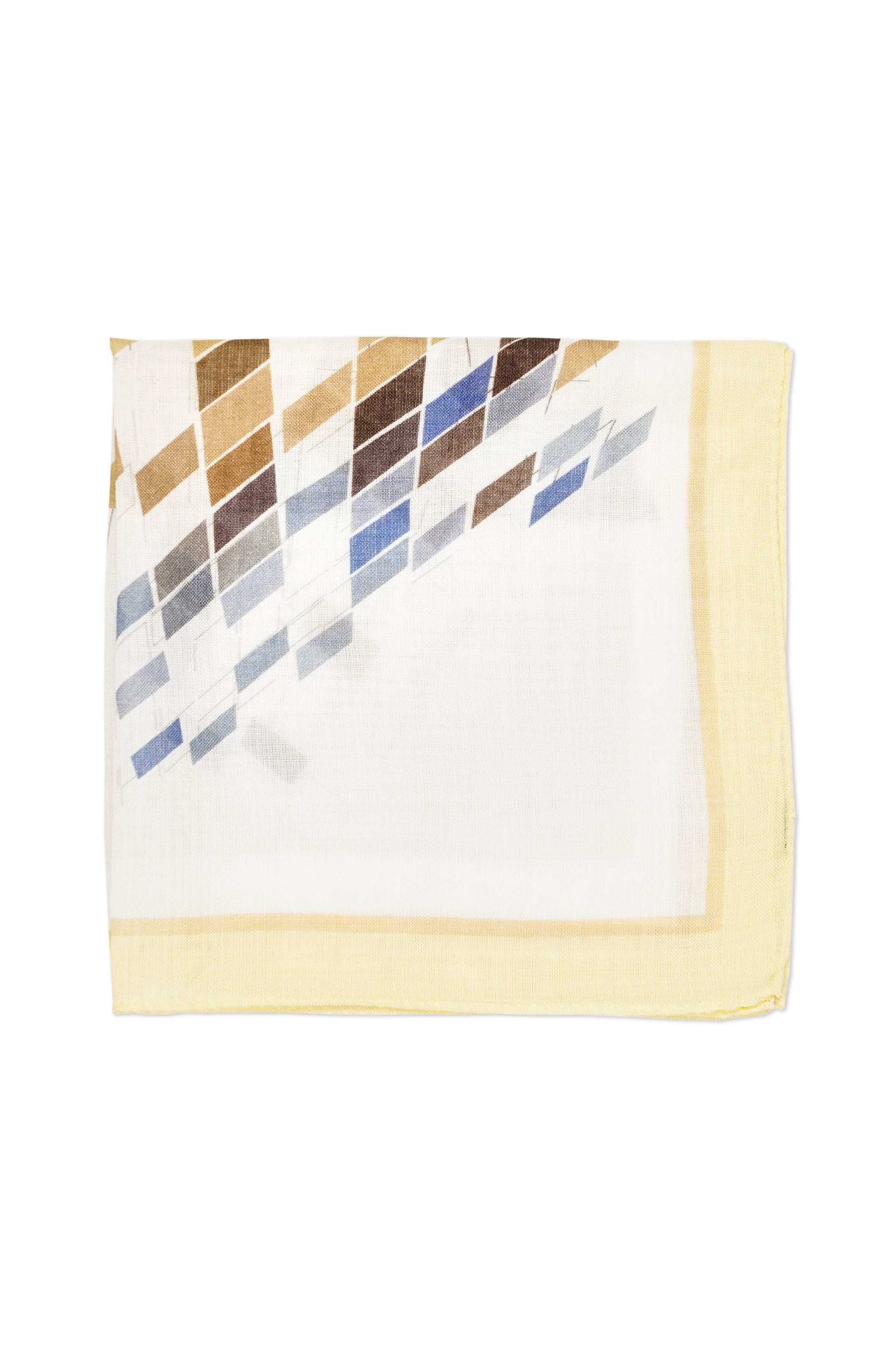 Christian Kimber Yellow/Brown/Blue Paris Design Pocket Square