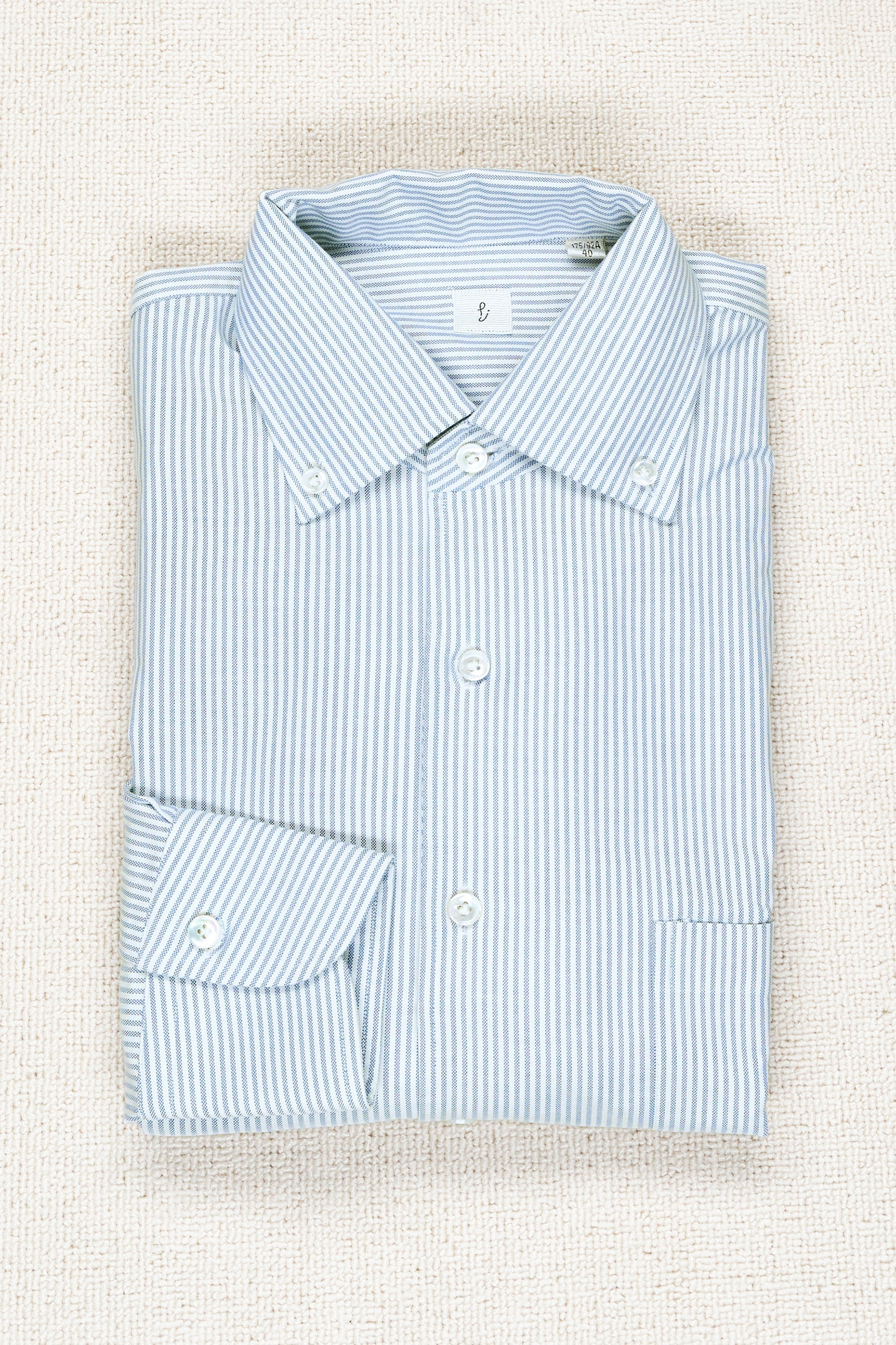 P. Johnson Navy/White Stripe Cotton Button Down Shirt