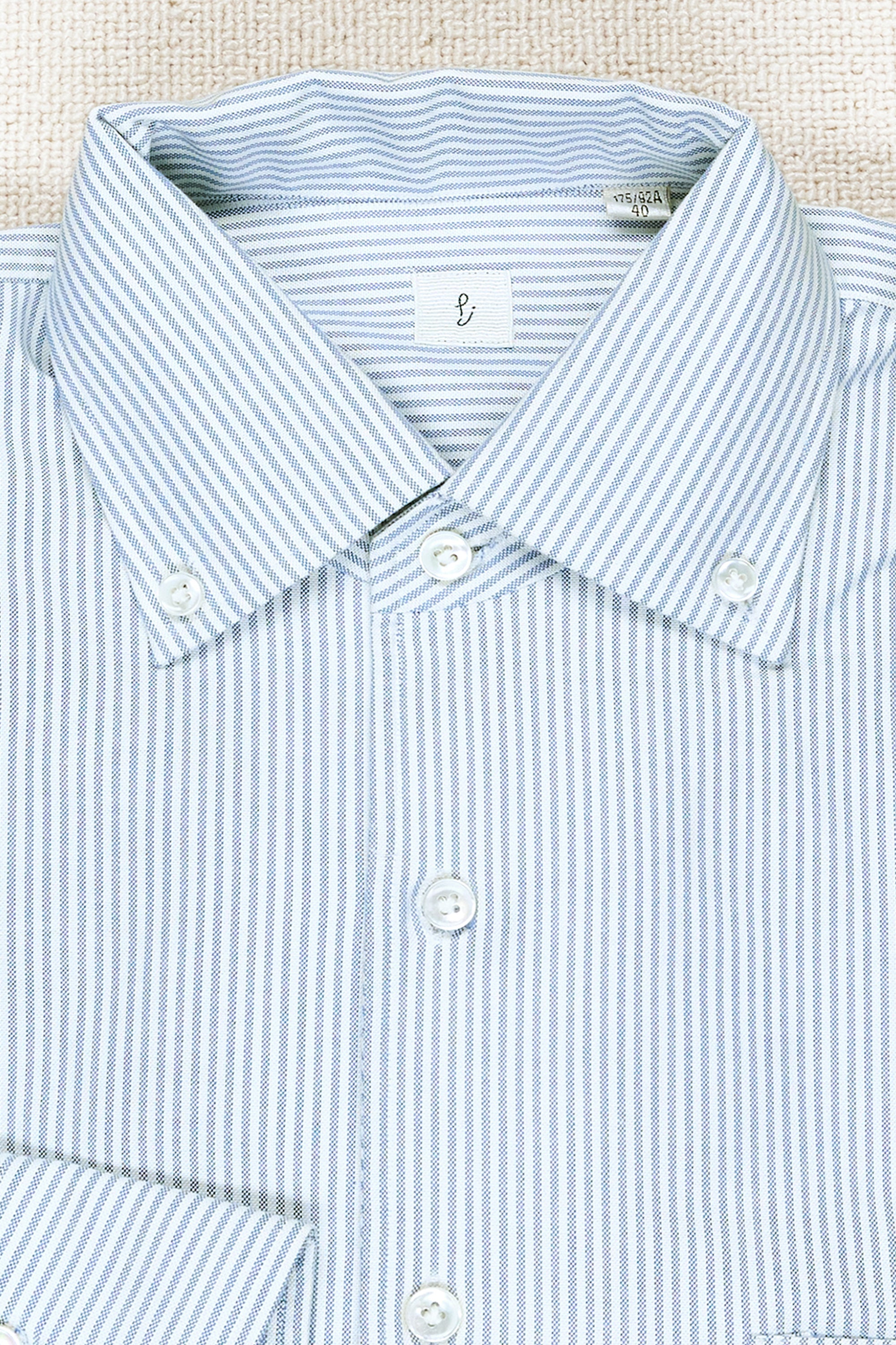P. Johnson Navy/White Stripe Cotton Button Down Shirt