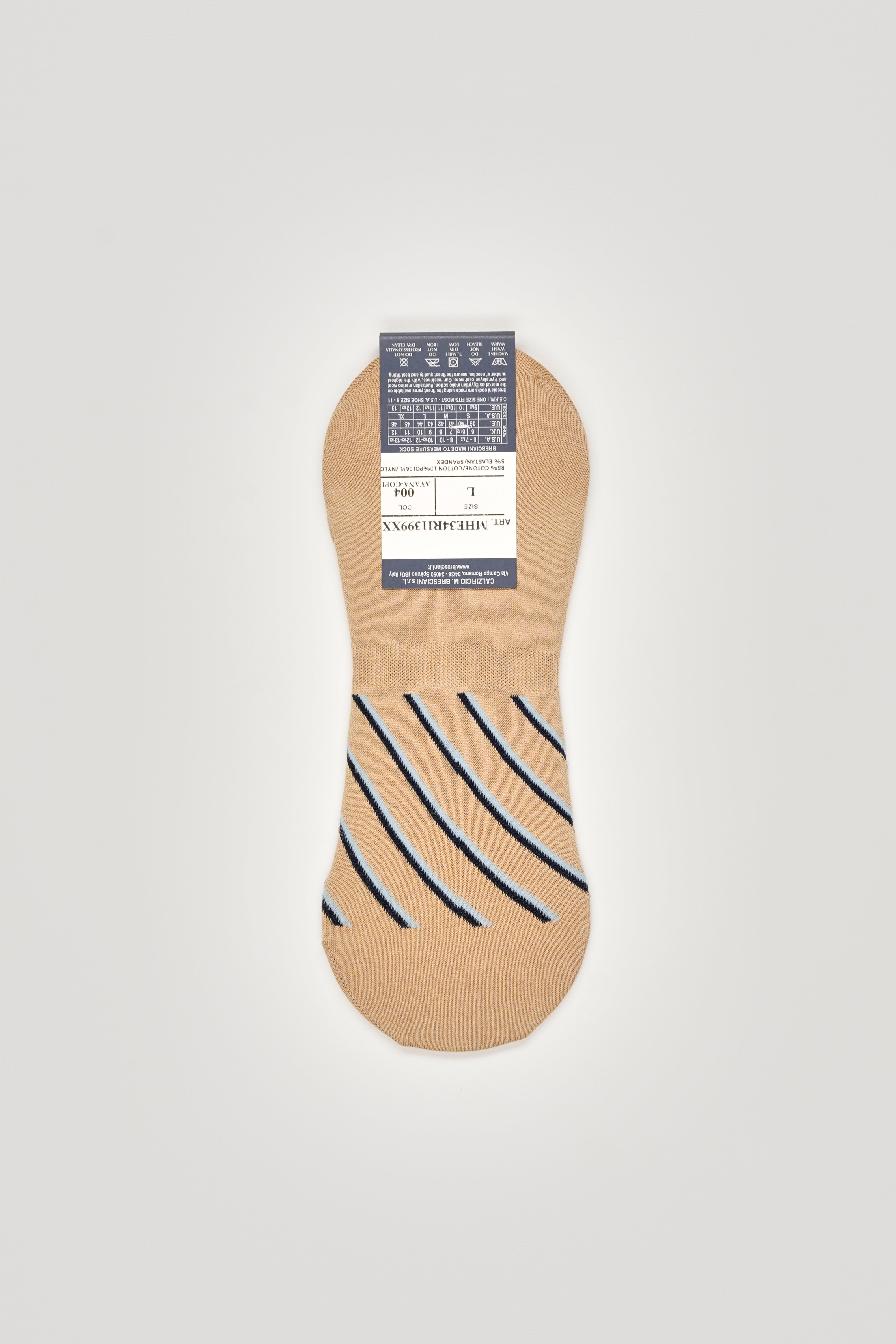 Bresciani MHE34RI1399XX Socks in Striped Block Cotton Ankle Length - 004-Avana-Copiativo-Azzurro