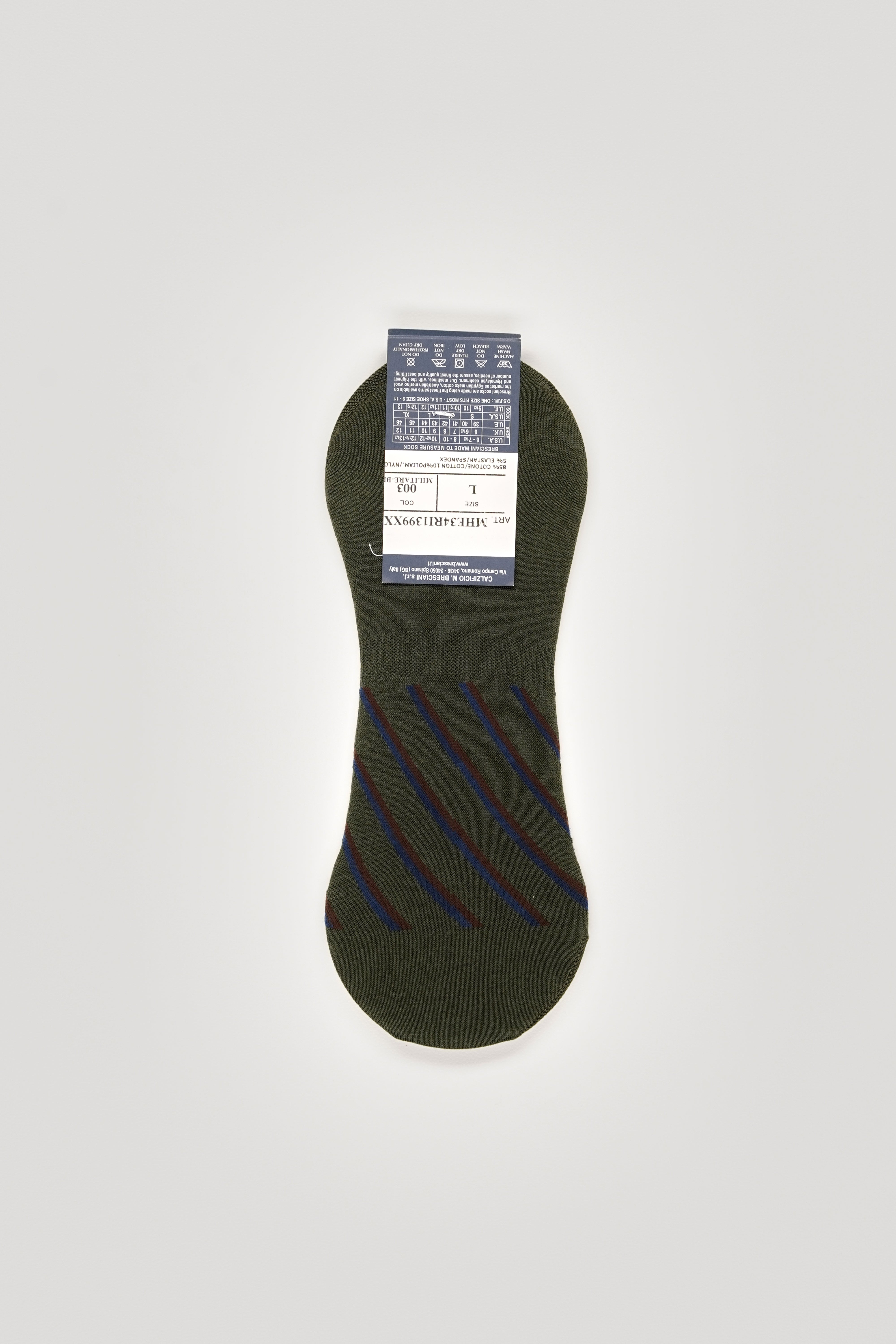 Bresciani MHE34RI1399XX Socks in Striped Block Cotton Ankle Length - 003-Militare-Bluette-Moro