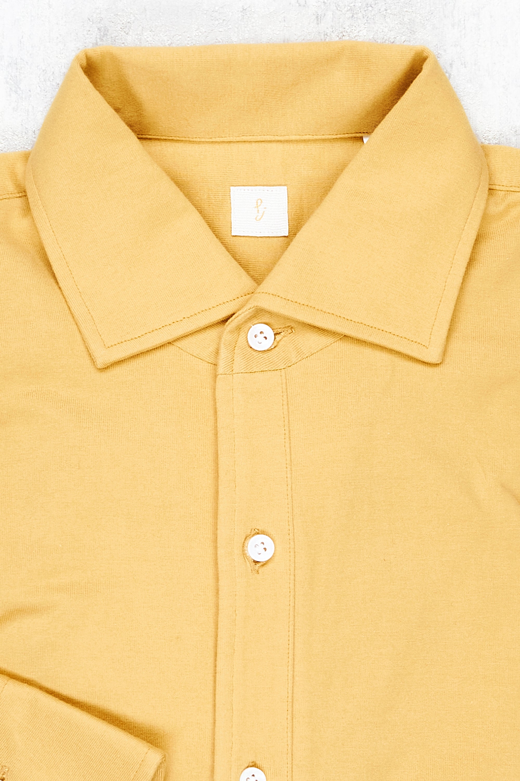 Patrick Johnson Sand Cotton Jersey Long Sleeve Portsea Collar Polo Shirt