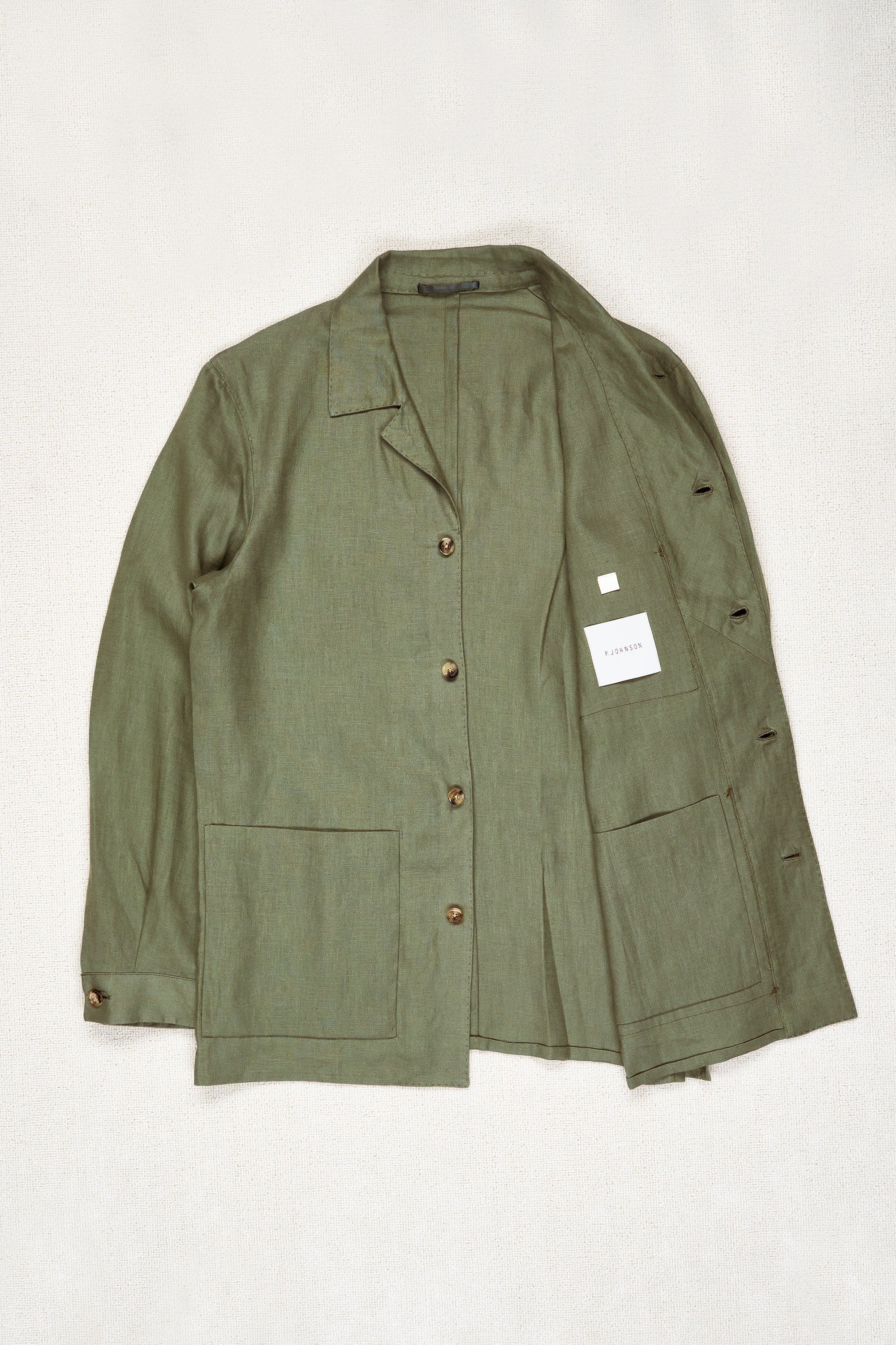 P. Johnson Army Green Linen Shirt Jacket