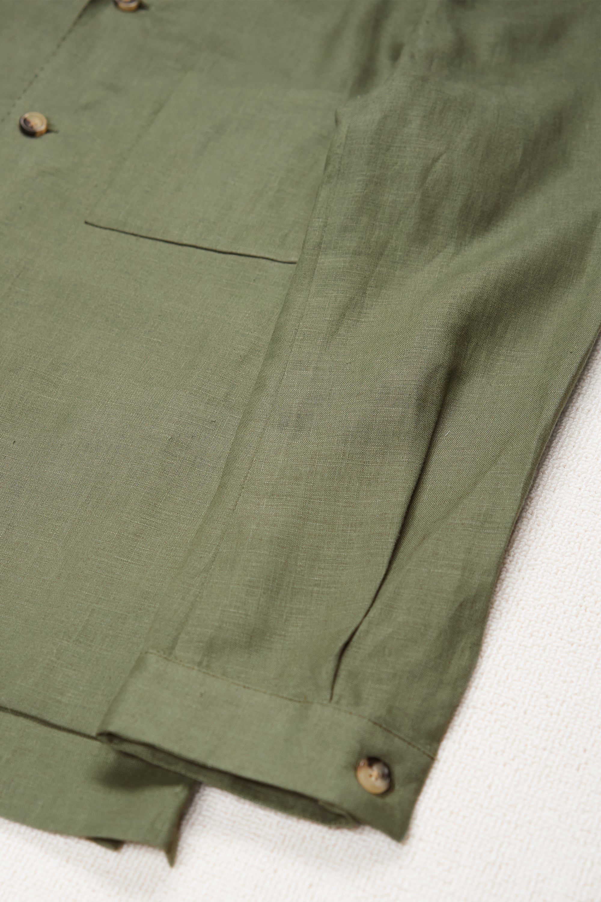P. Johnson Army Green Linen Shirt Jacket