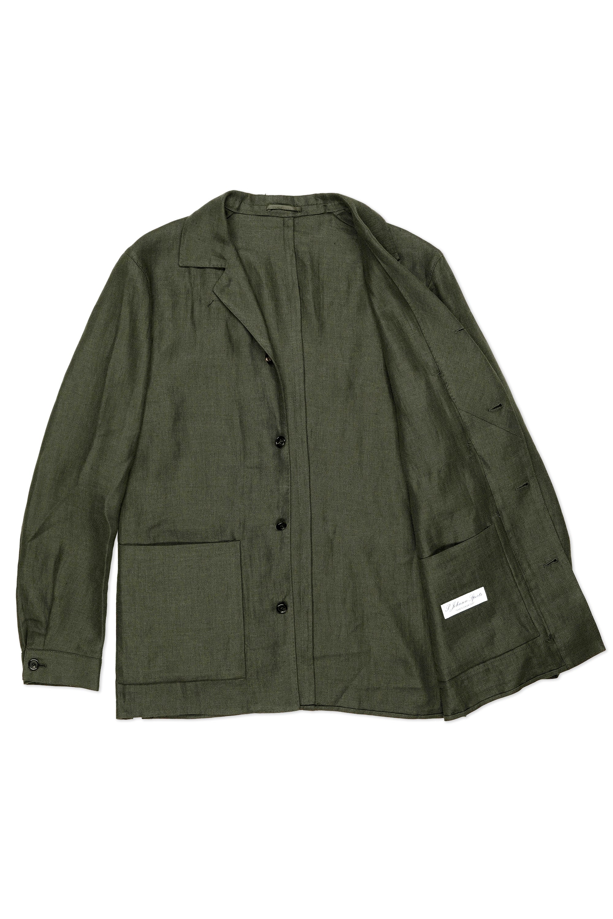 P. Johnson Dark Green Linen Twill Shirt Jacket