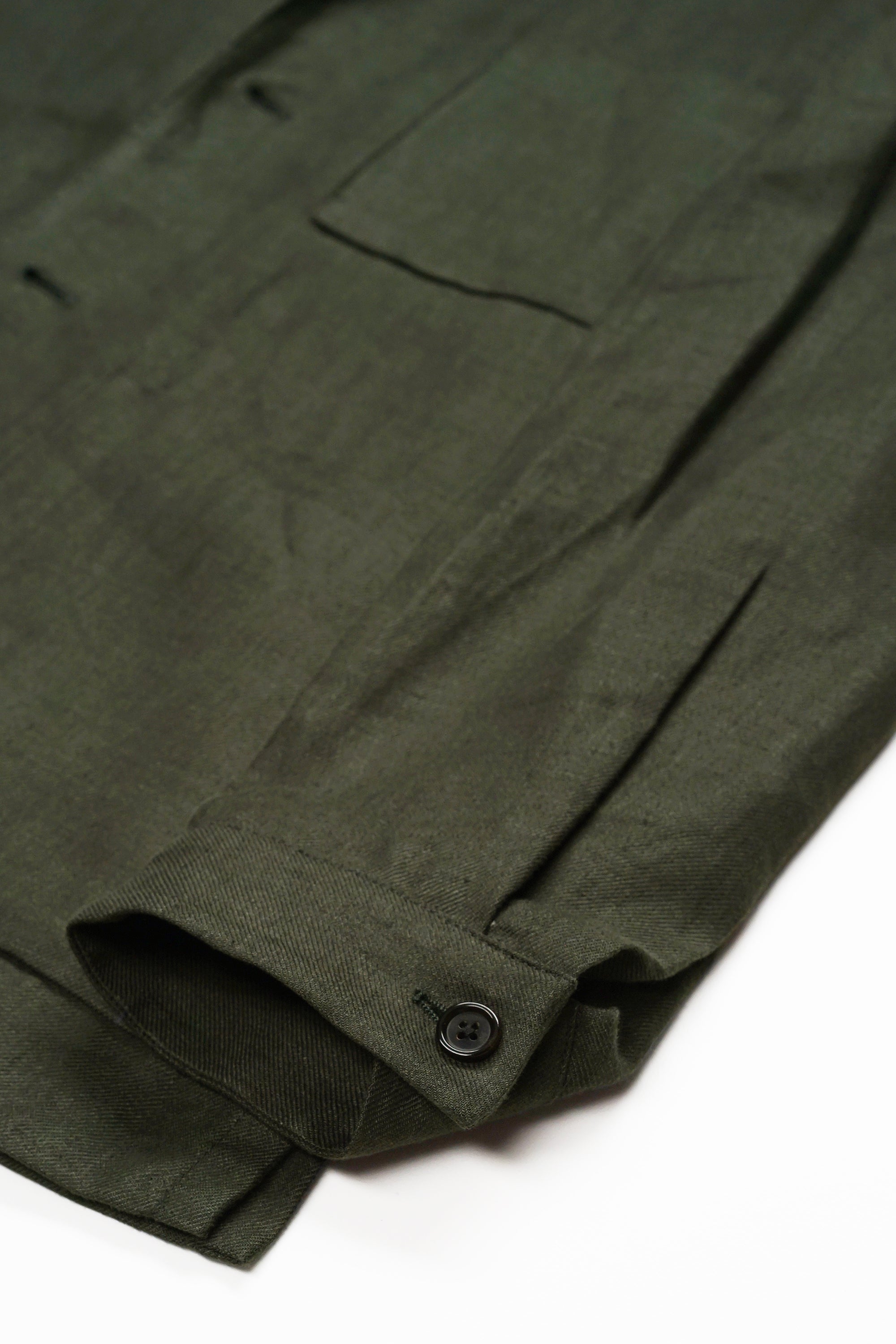 P. Johnson Dark Green Linen Twill Shirt Jacket