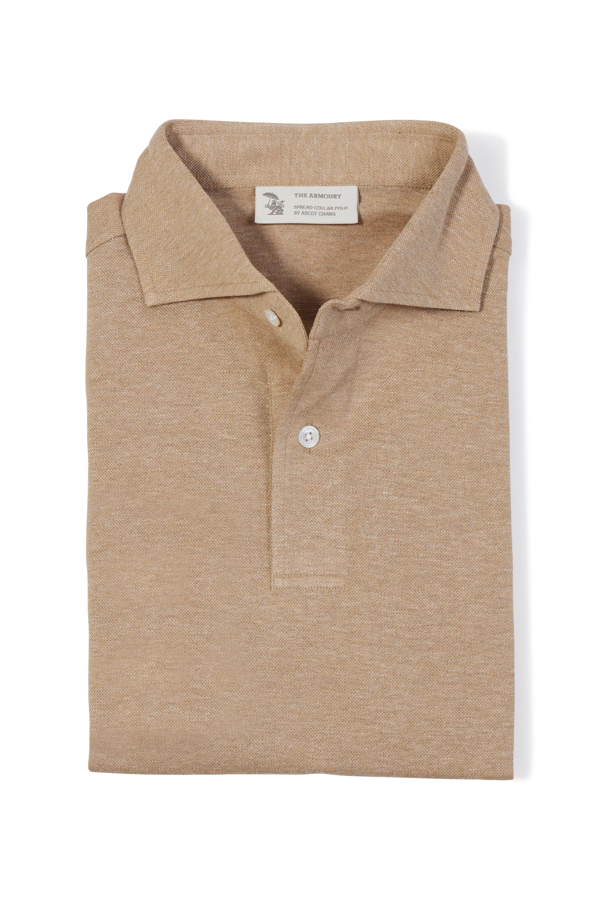 The Armoury Warm Biscuit Cotton Short Sleeve Spread Collar Polo