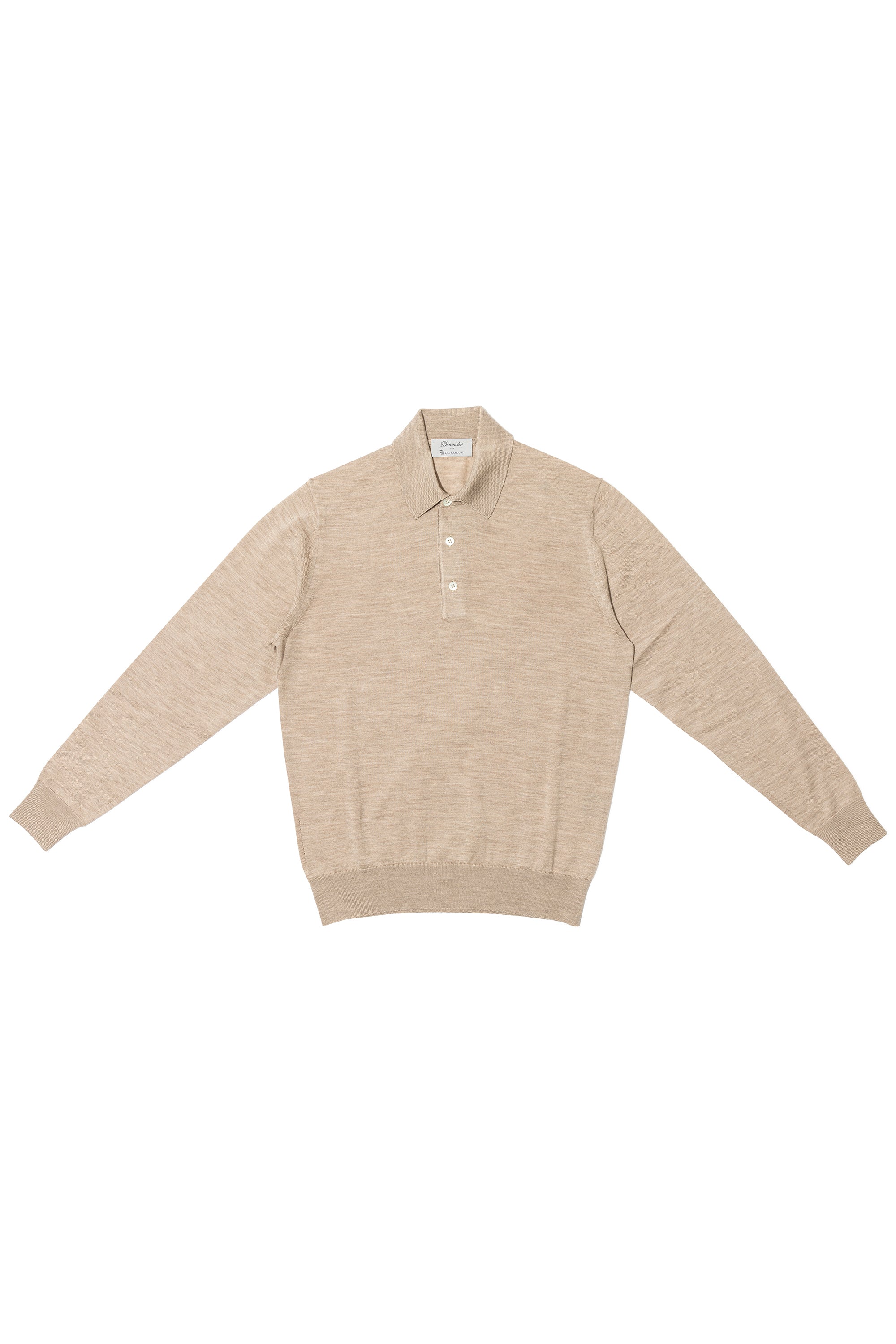 The Armoury By Drumohr Beige Wool/Silk/Cashmere Long Sleeve Polo