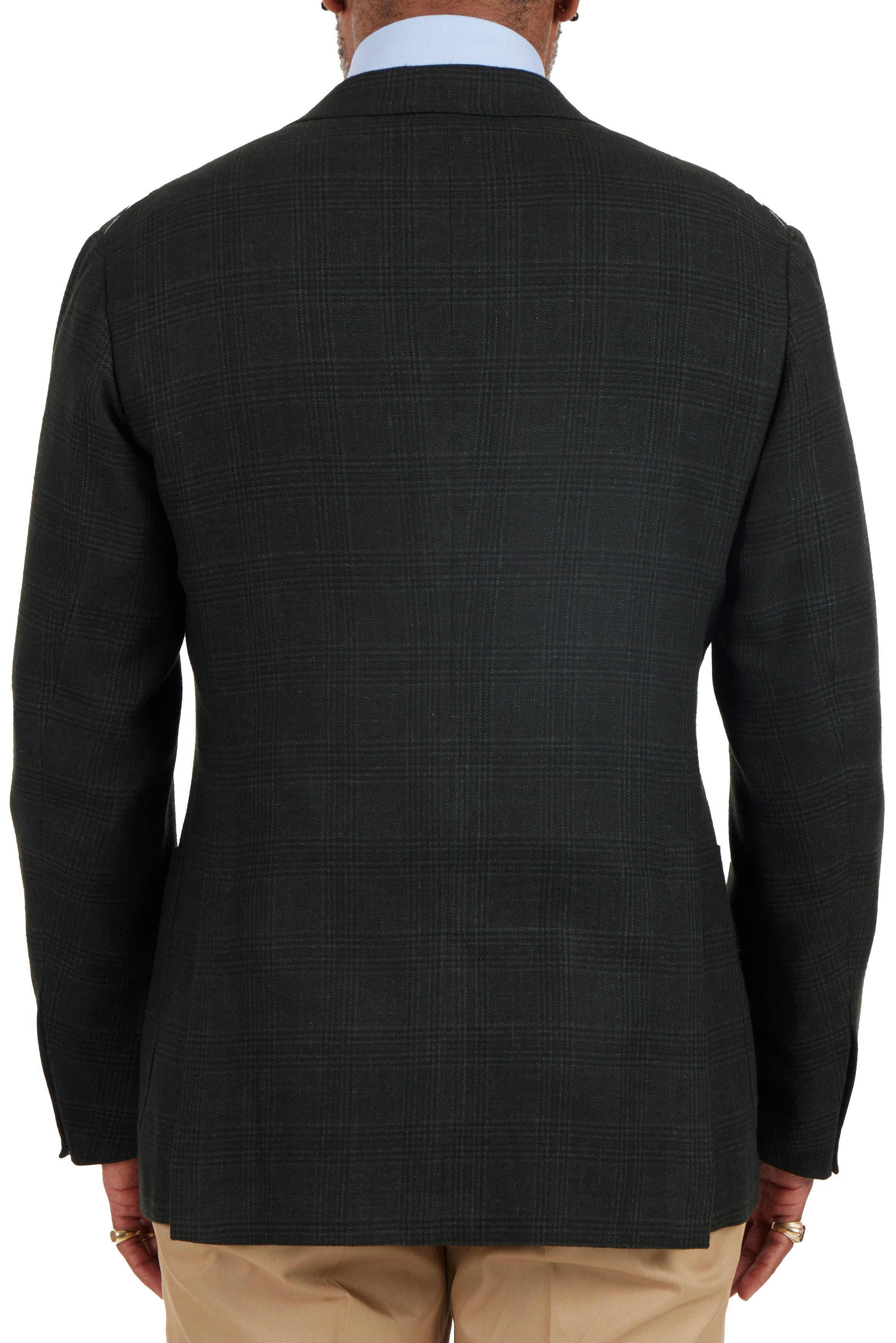 The Armoury Model 3 Green RE053F21E Prince Of Wales Check Wool-Silk-Cashmere-Linen Sport Coat