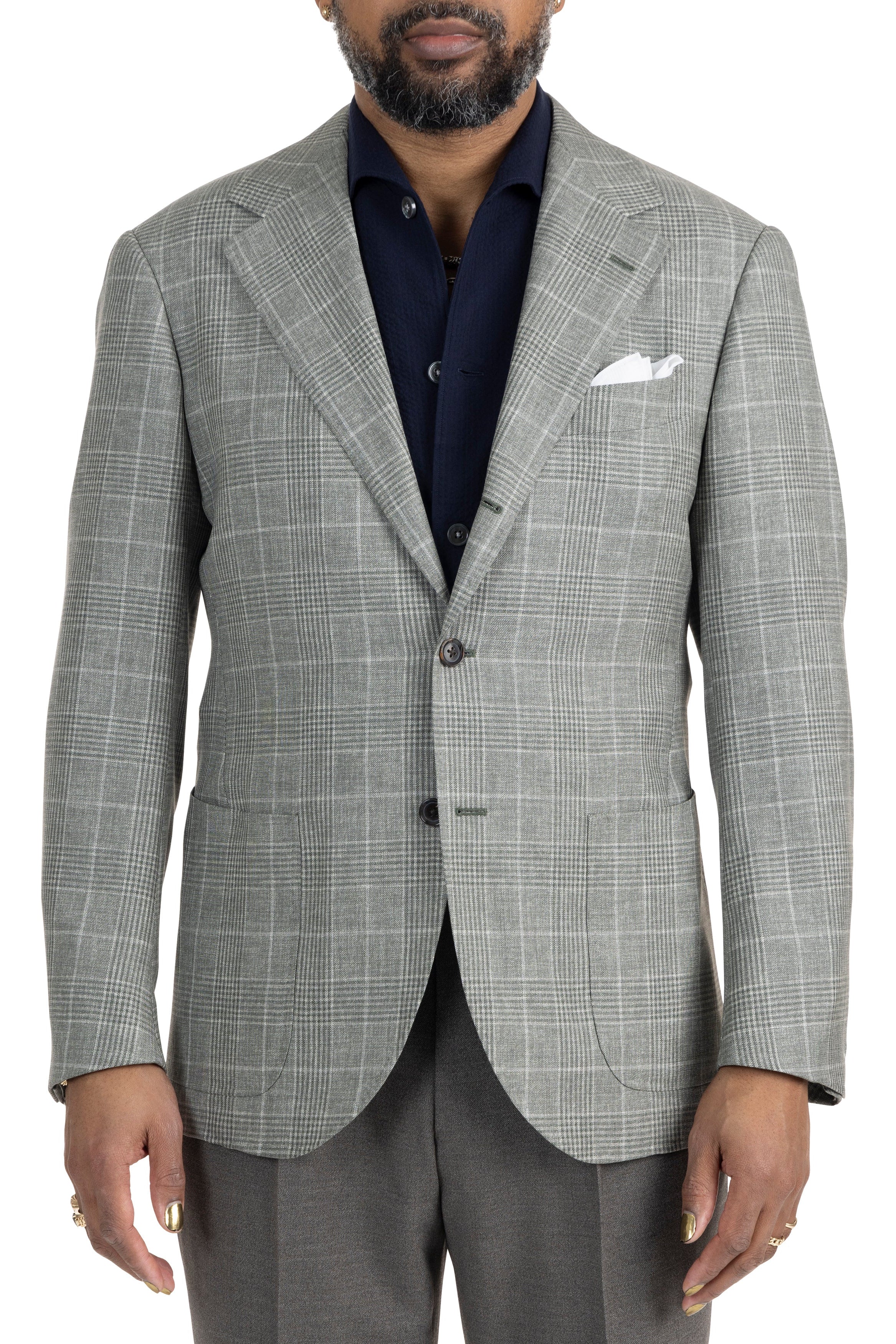 The Armoury Model 15 Light Grey Green Wool Check Sport Coat *sample*