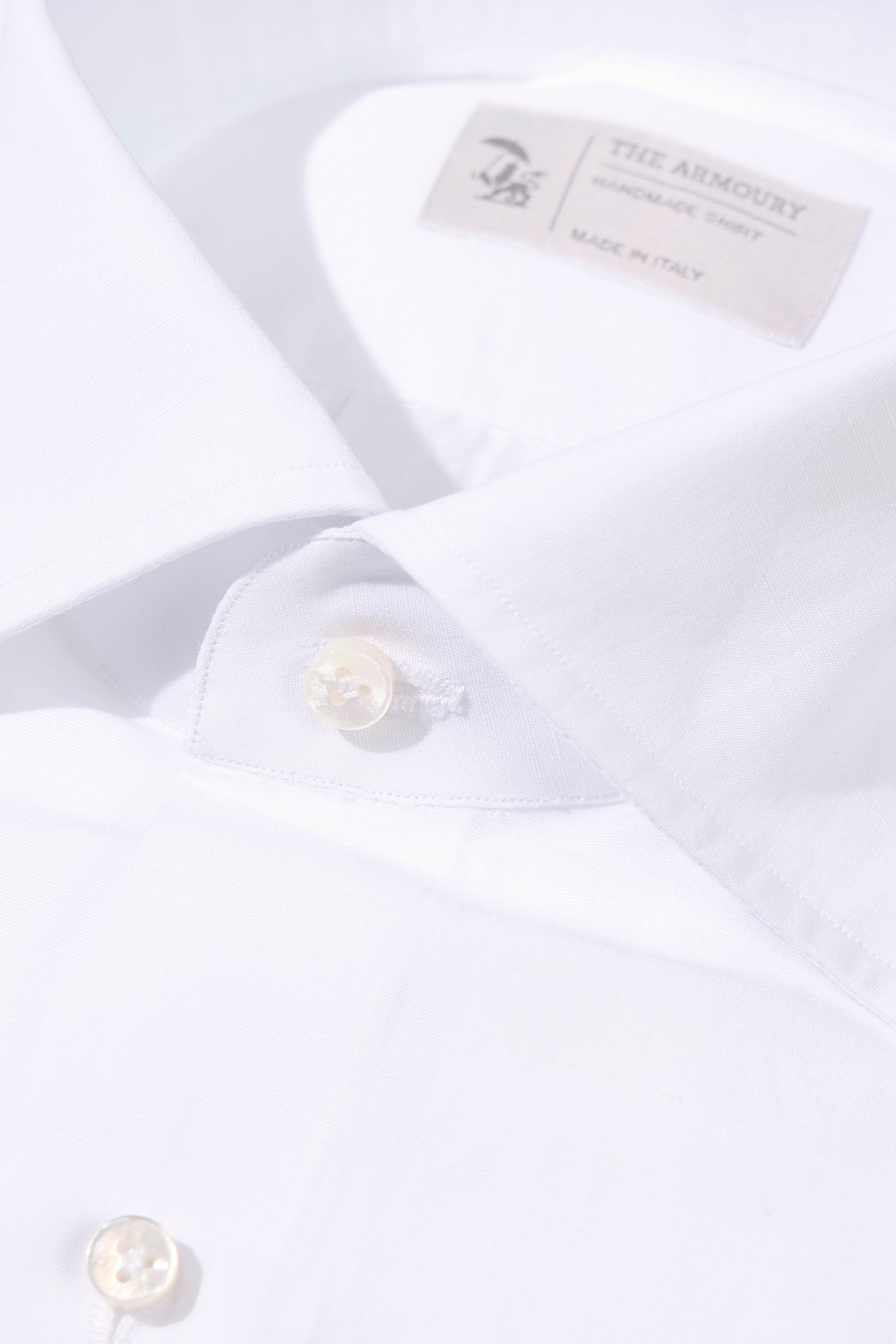 The Armoury Zeflin-1 White Cotton/Linen Spread Collar Shirt