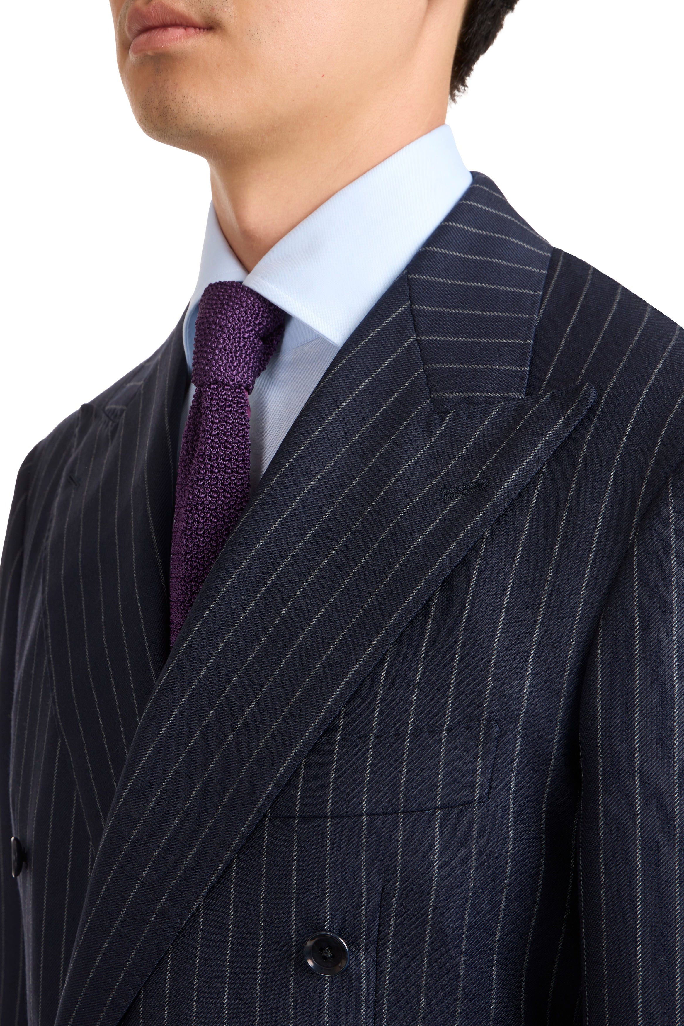 The Armoury Model 6B Navy Wool Chalk Stripe DB Suit