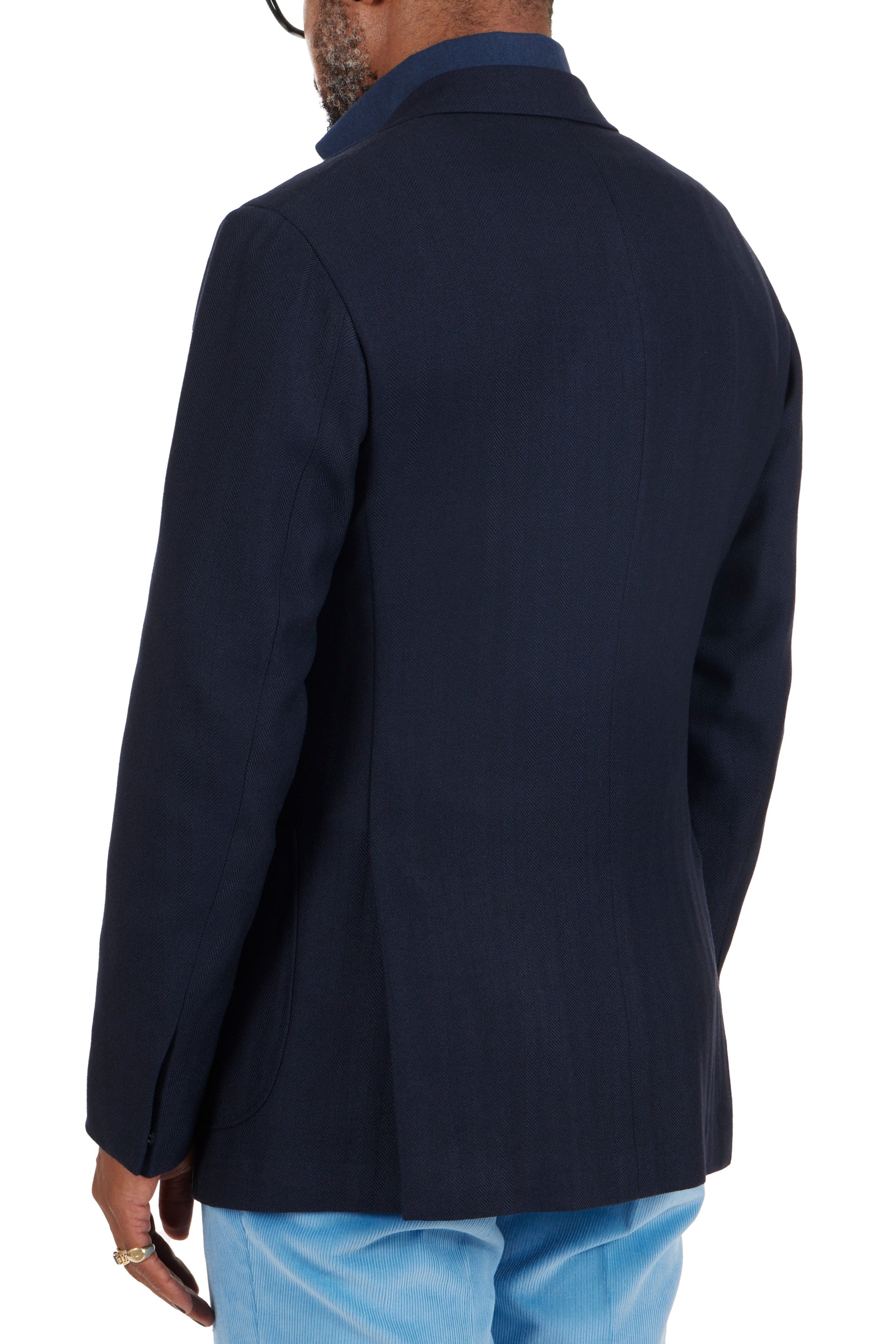 The Armoury Model 3 Navy RE053F25X Silk Blended Herringbone Wool-Silk Sport Coat