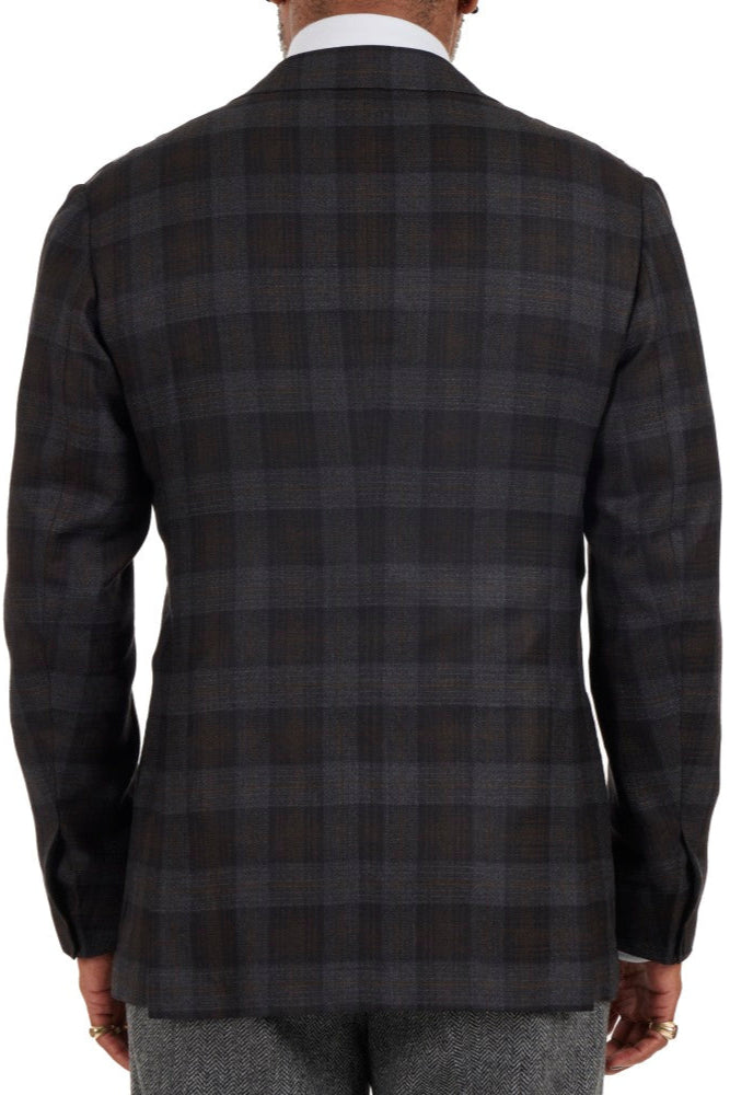 The Armoury Model 3 RE053F23B Charcoal With Orange Check Wool-Cashmere Sport Coat