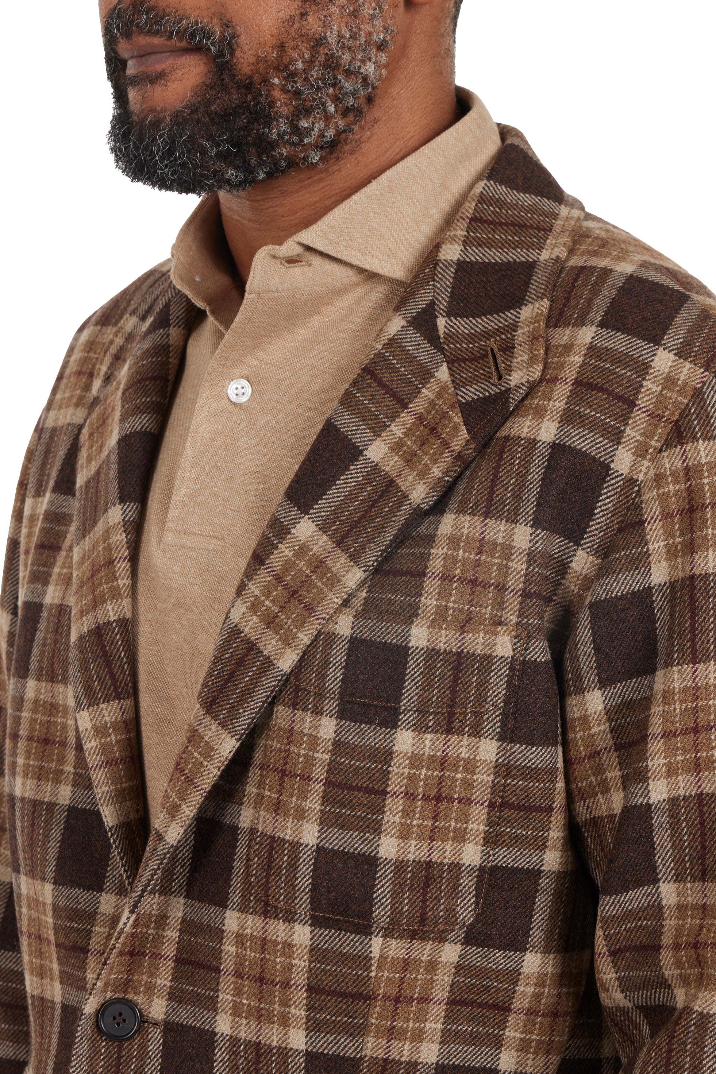 The Armoury Brown with Burgundy Wool Check City Hunter III Jacket *sample*