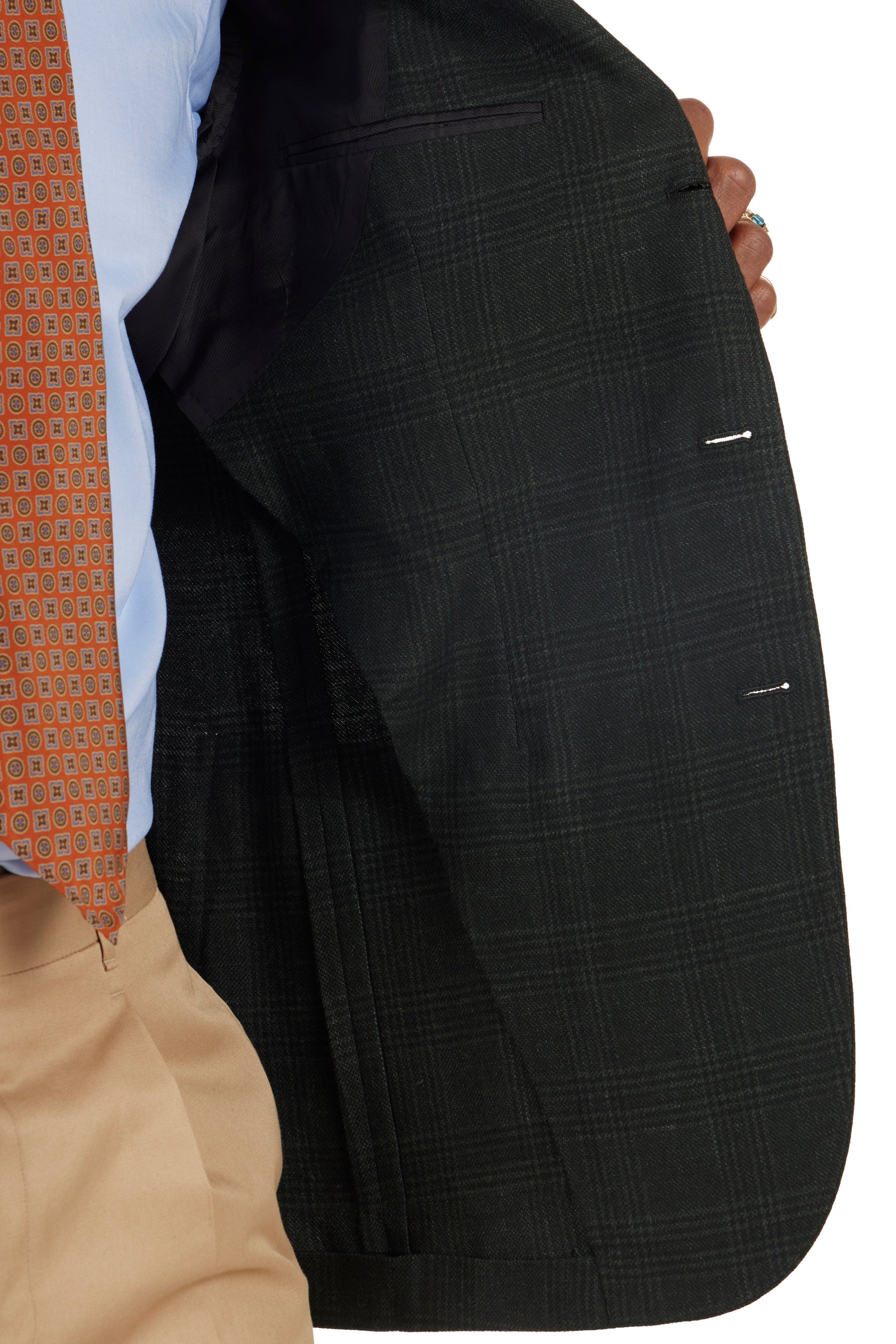 The Armoury Model 3 Green RE053F21E Prince Of Wales Check Wool-Silk-Cashmere-Linen Sport Coat