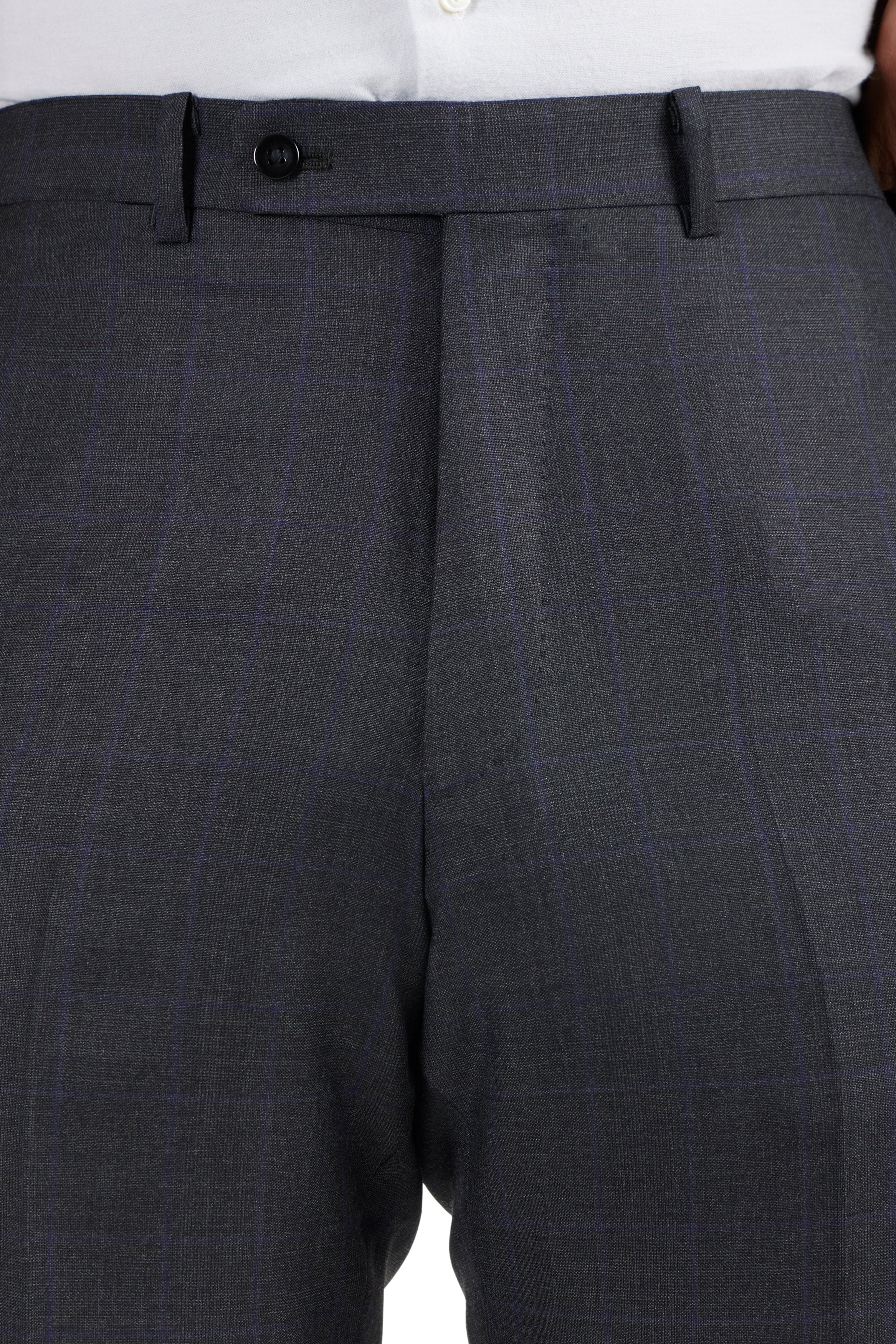The Armoury Model 3A Charcoal RE023F29B Prince Of Wales Purple Check Wool Suit
