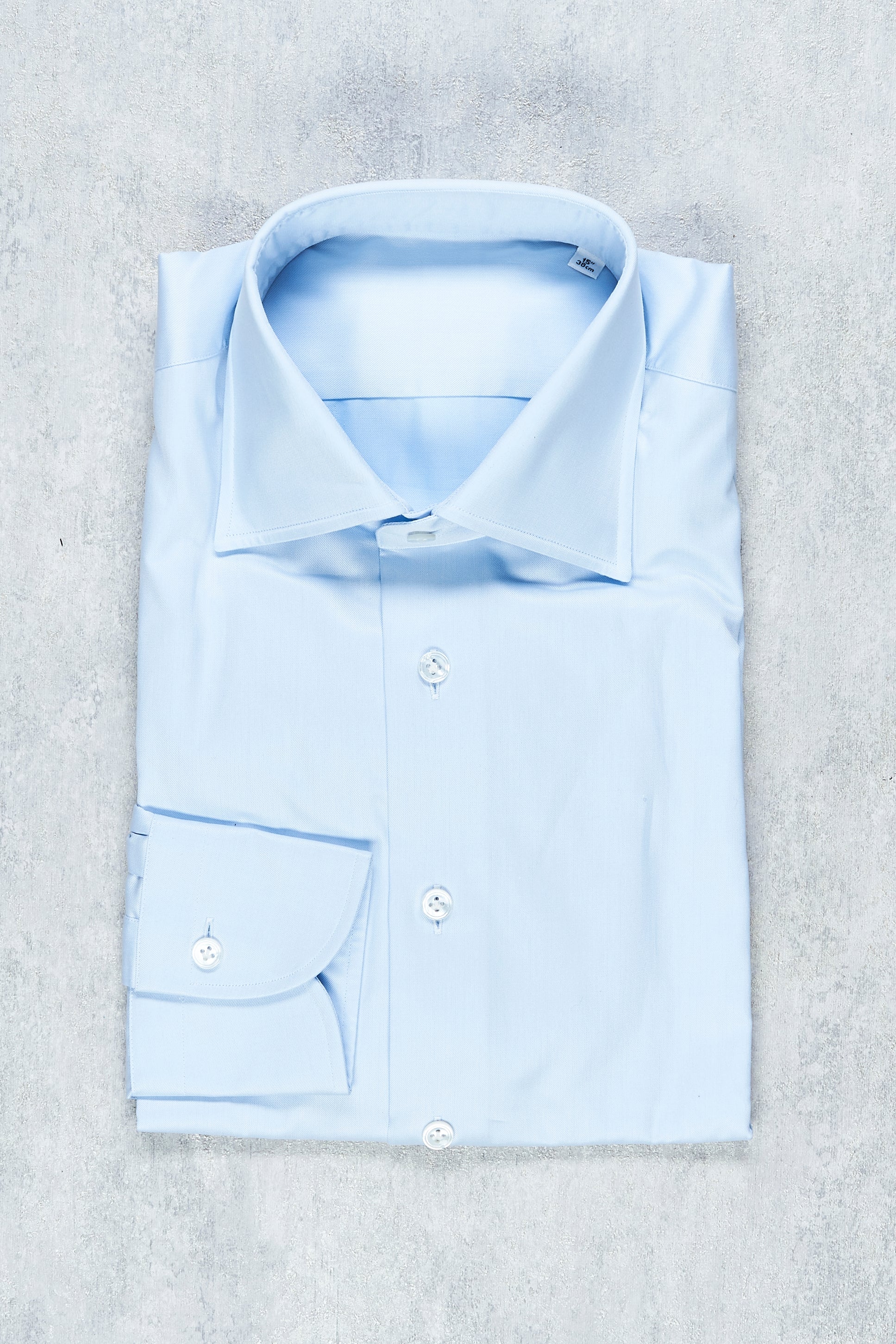 P. Johnson Blue Cotton Twill Spread Collar Shirt
