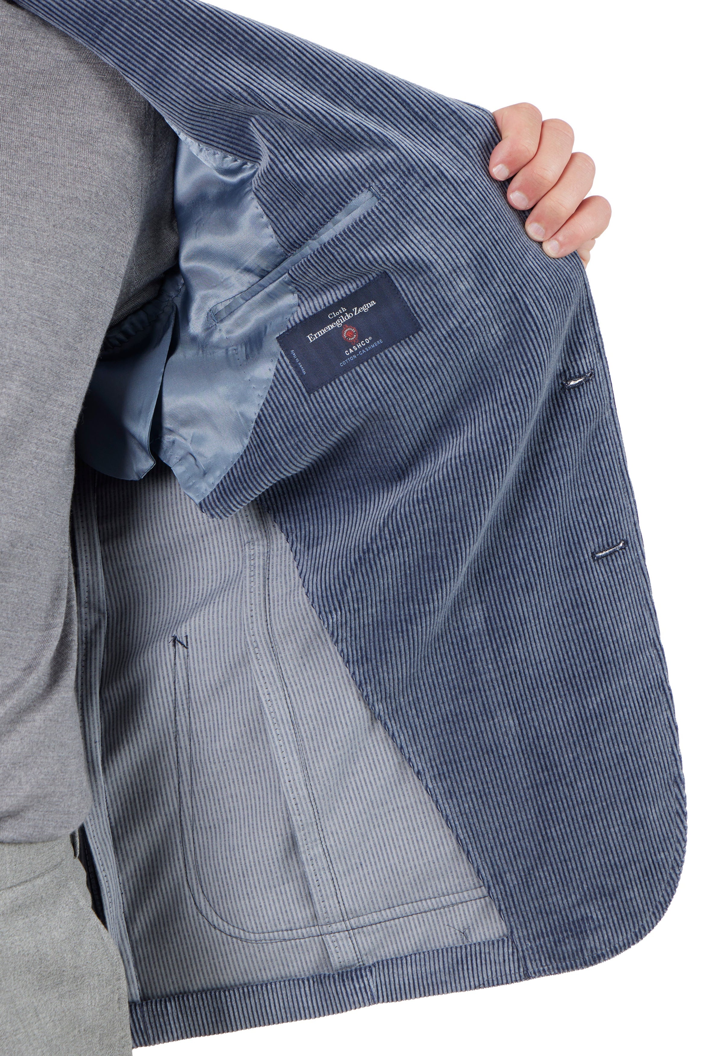 The Armoury Model 12 Blue RE053F26X Zegna Cashco Washed Cotton-Cashmere Sport Coat