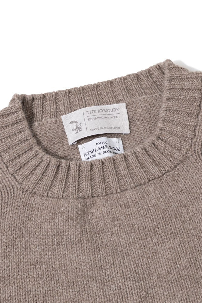 The Armoury Mushroom 4-ply Lambswool Crewneck Sweater *sample*