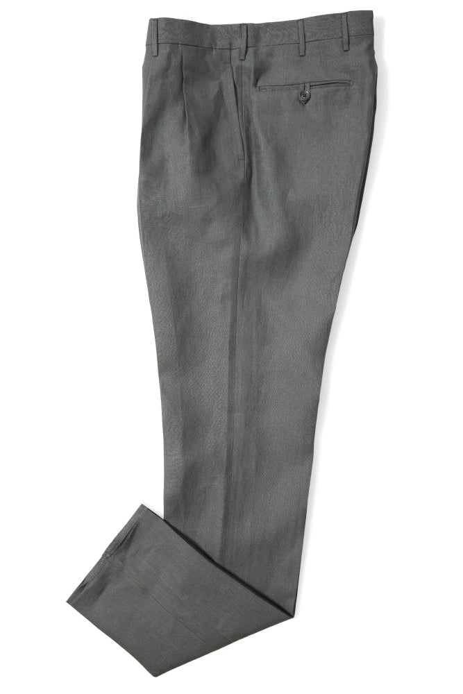 Rota 0101P Grey Linen Double Pleat Trousers