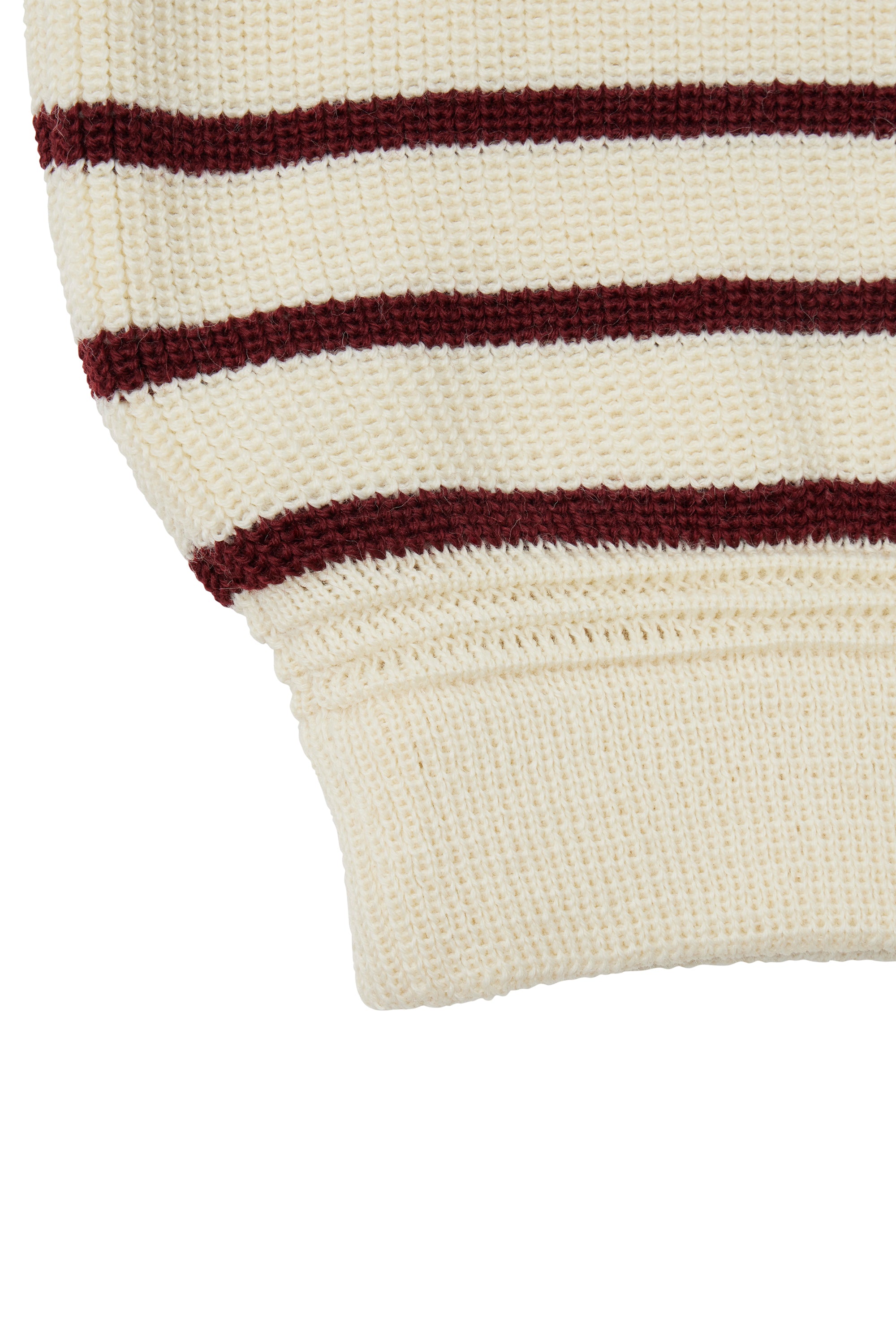 Heimat Seashell Burgundy Wool Mariner Stripe Crewneck Sweater