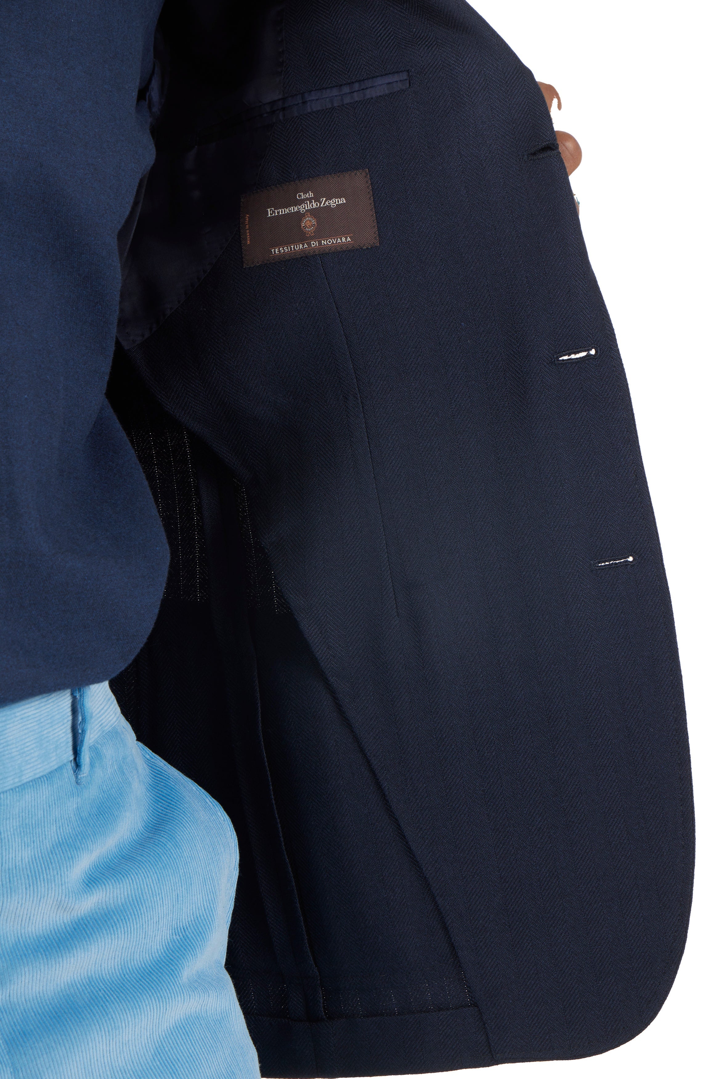 The Armoury Model 3 Navy RE053F25X Silk Blended Herringbone Wool-Silk Sport Coat