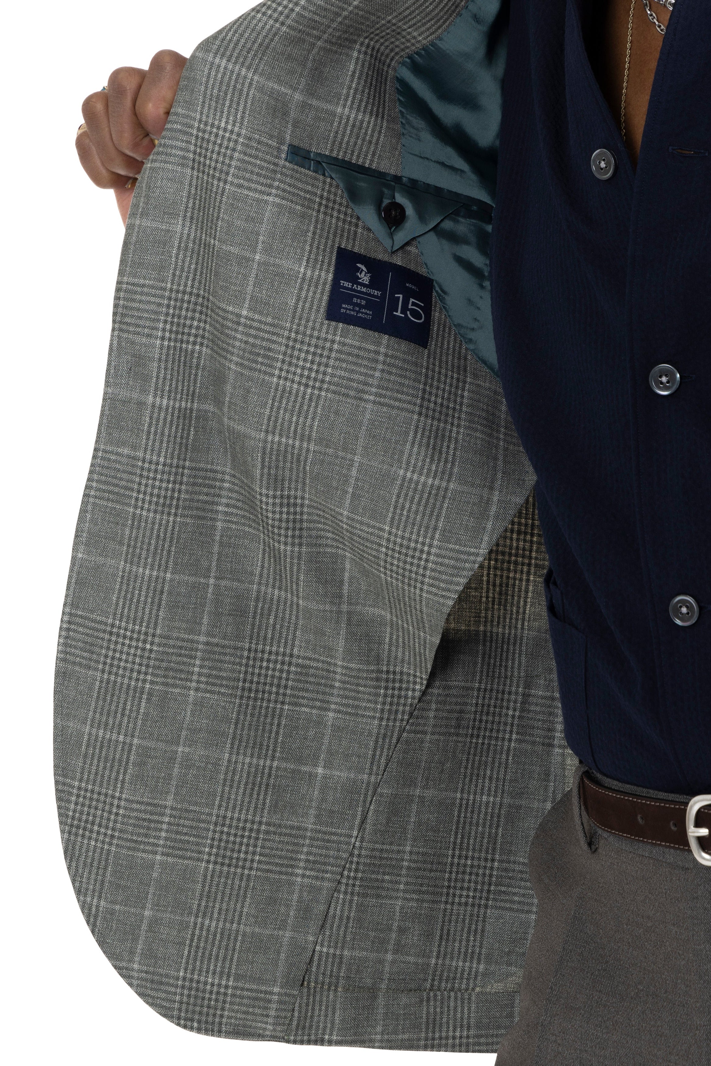 The Armoury Model 15 Light Grey Green Wool Check Sport Coat *sample*