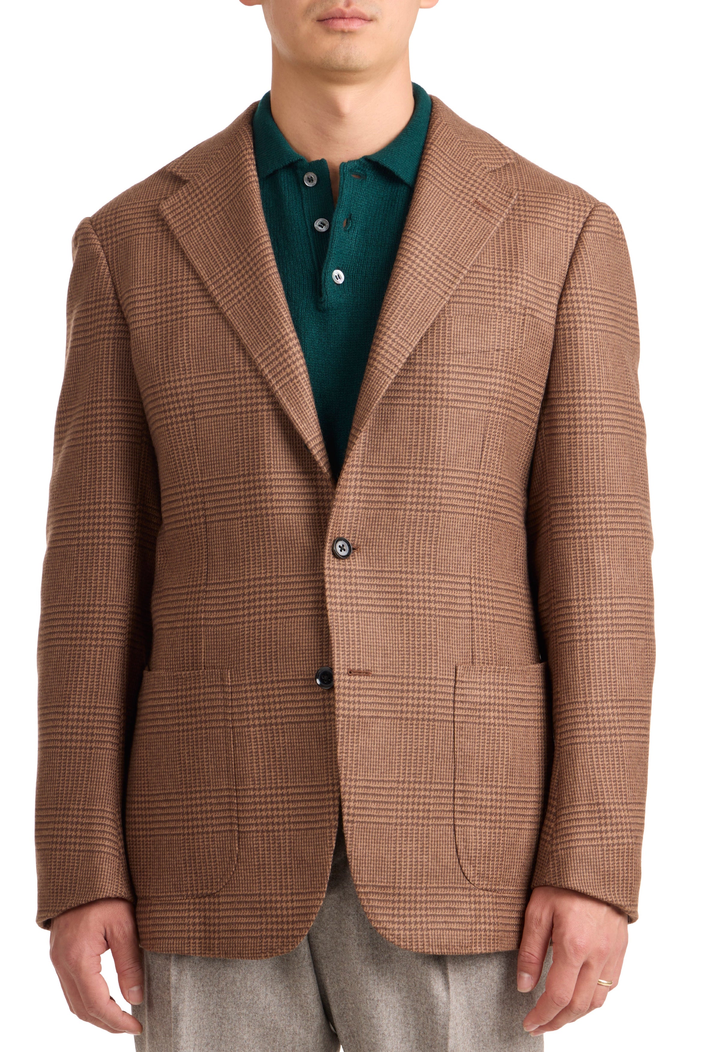 The Armoury Model 3 Tan with Brown Glen Plaid Wool/Cashmere Sport Coat