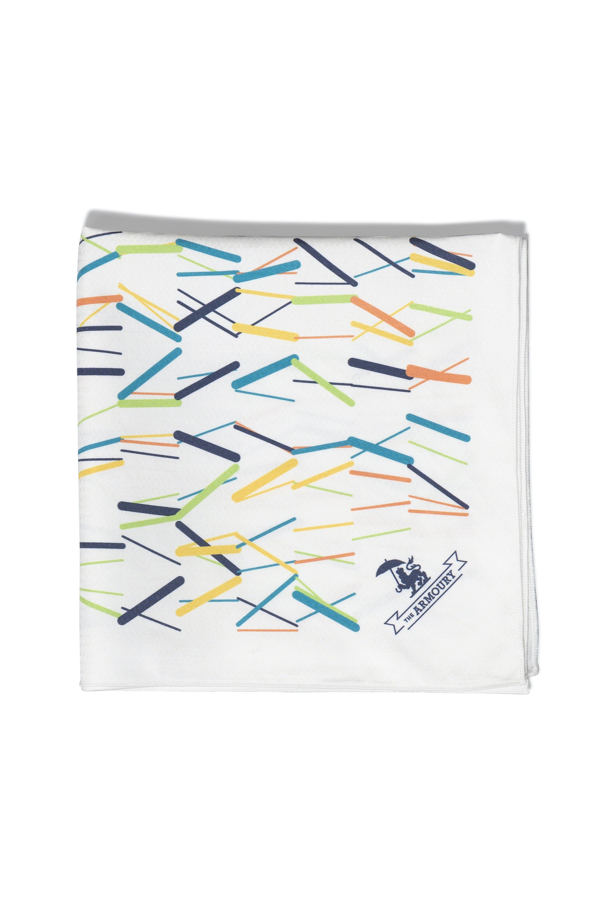 The Armoury Lens Cloth Multi Colour Step Pattern Pocket Square