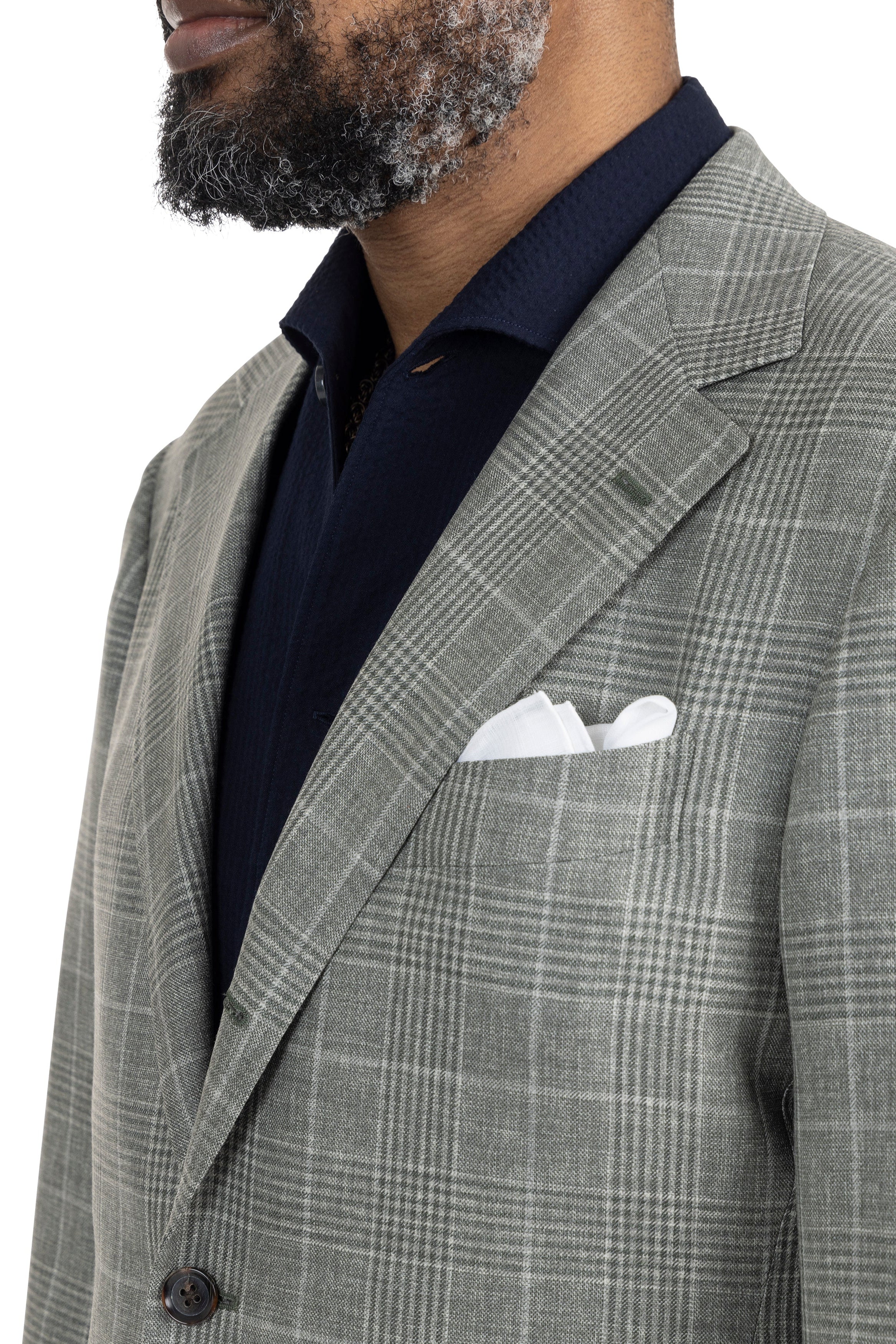 The Armoury Model 15 Light Grey Green Wool Check Sport Coat *sample*