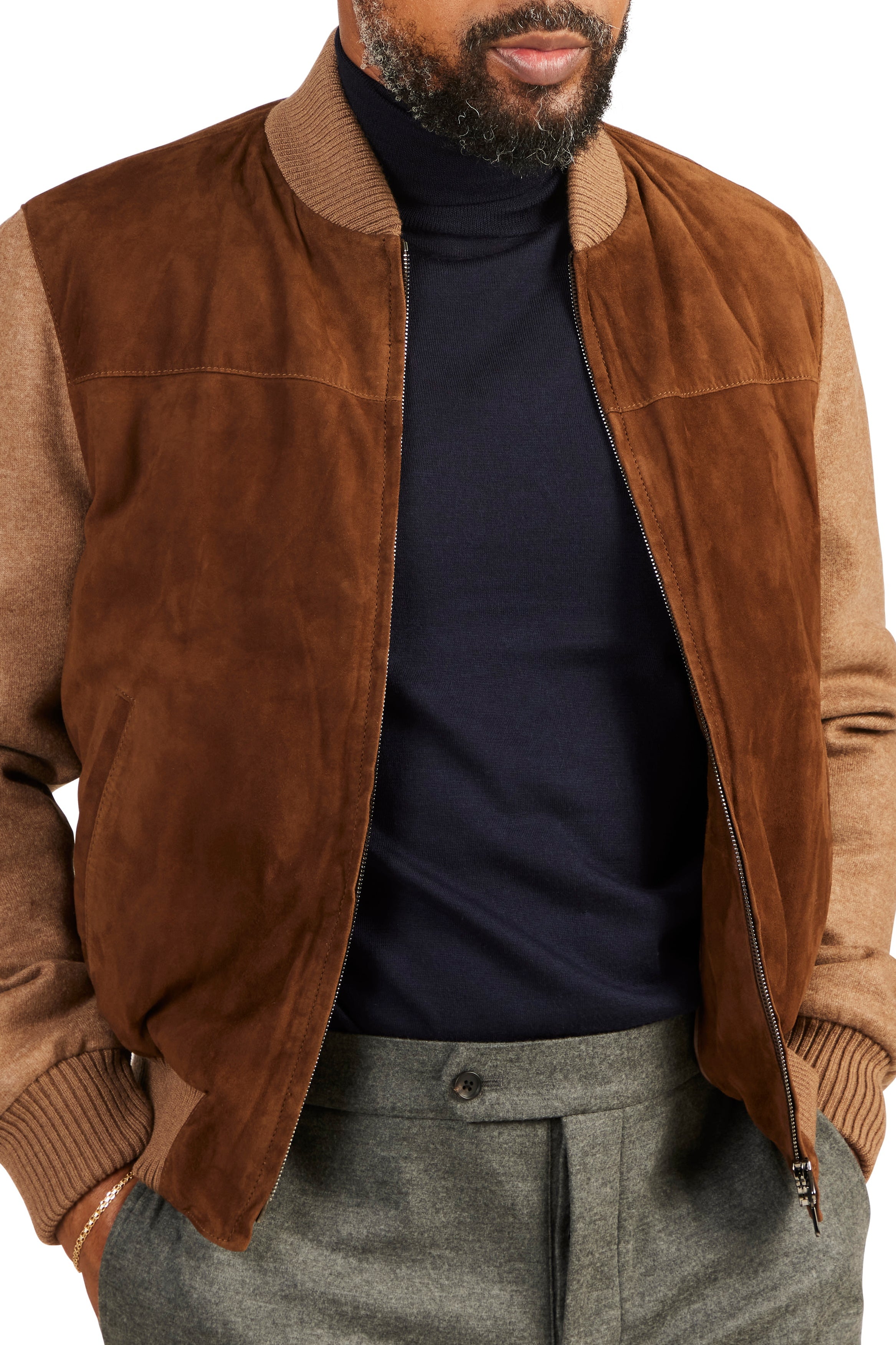 The Armoury Brown Suede/Cashmere Varsity Jacket *sample*