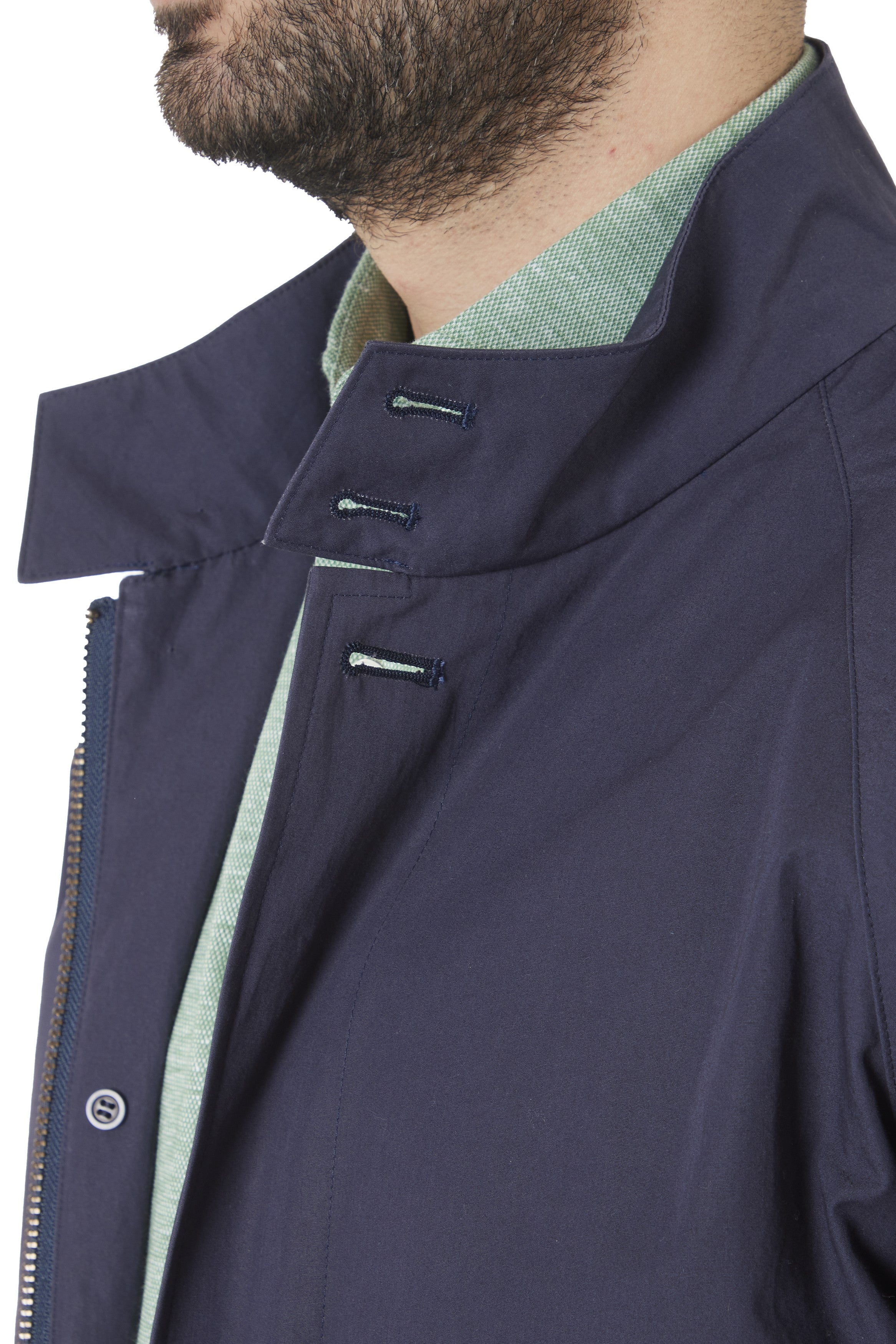 Cohérence Gianni Slate Blue Gabardine Cotton Coat