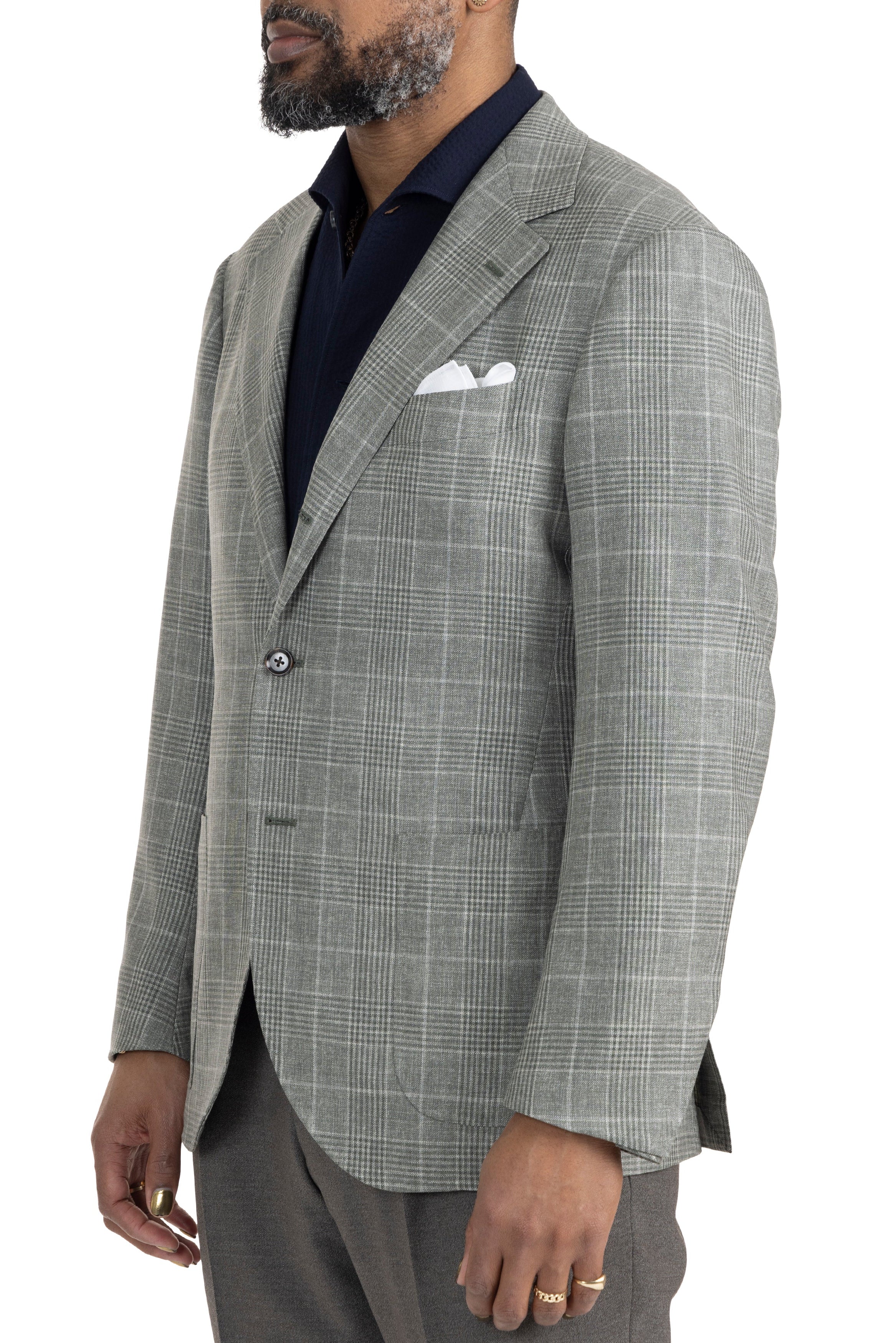 The Armoury Model 15 Light Grey Green Wool Check Sport Coat *sample*