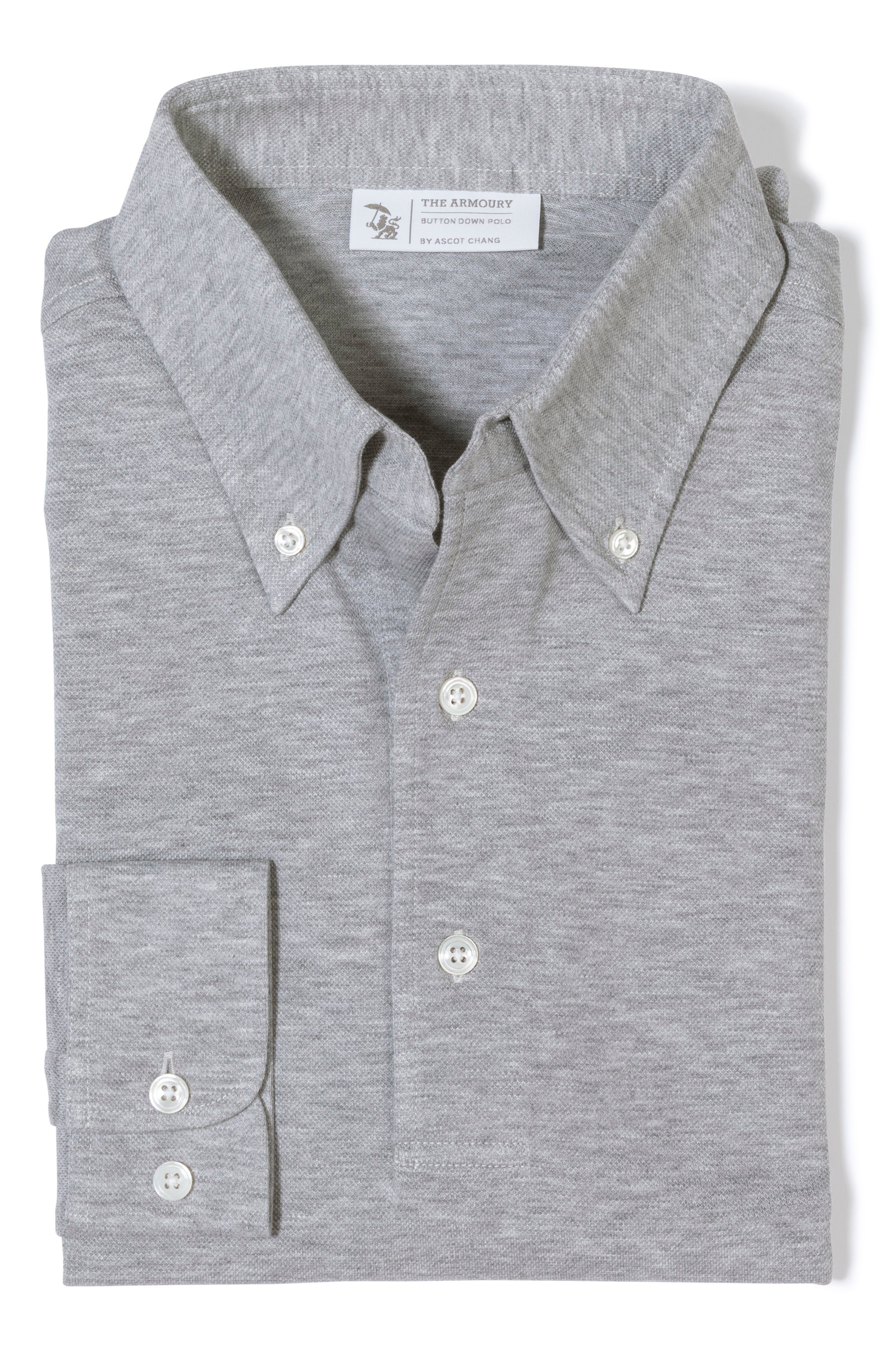 The Armoury Smoke Cotton Long Sleeve Button Down Polo