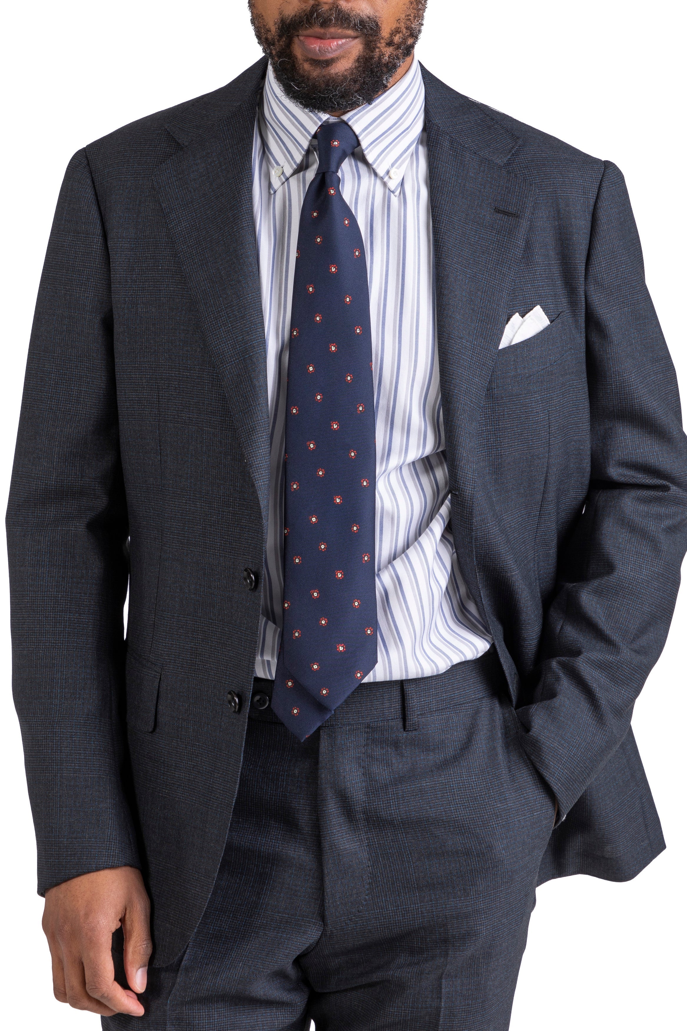 The Armoury Model 3A Grey Blue Wool Glen Check Suit