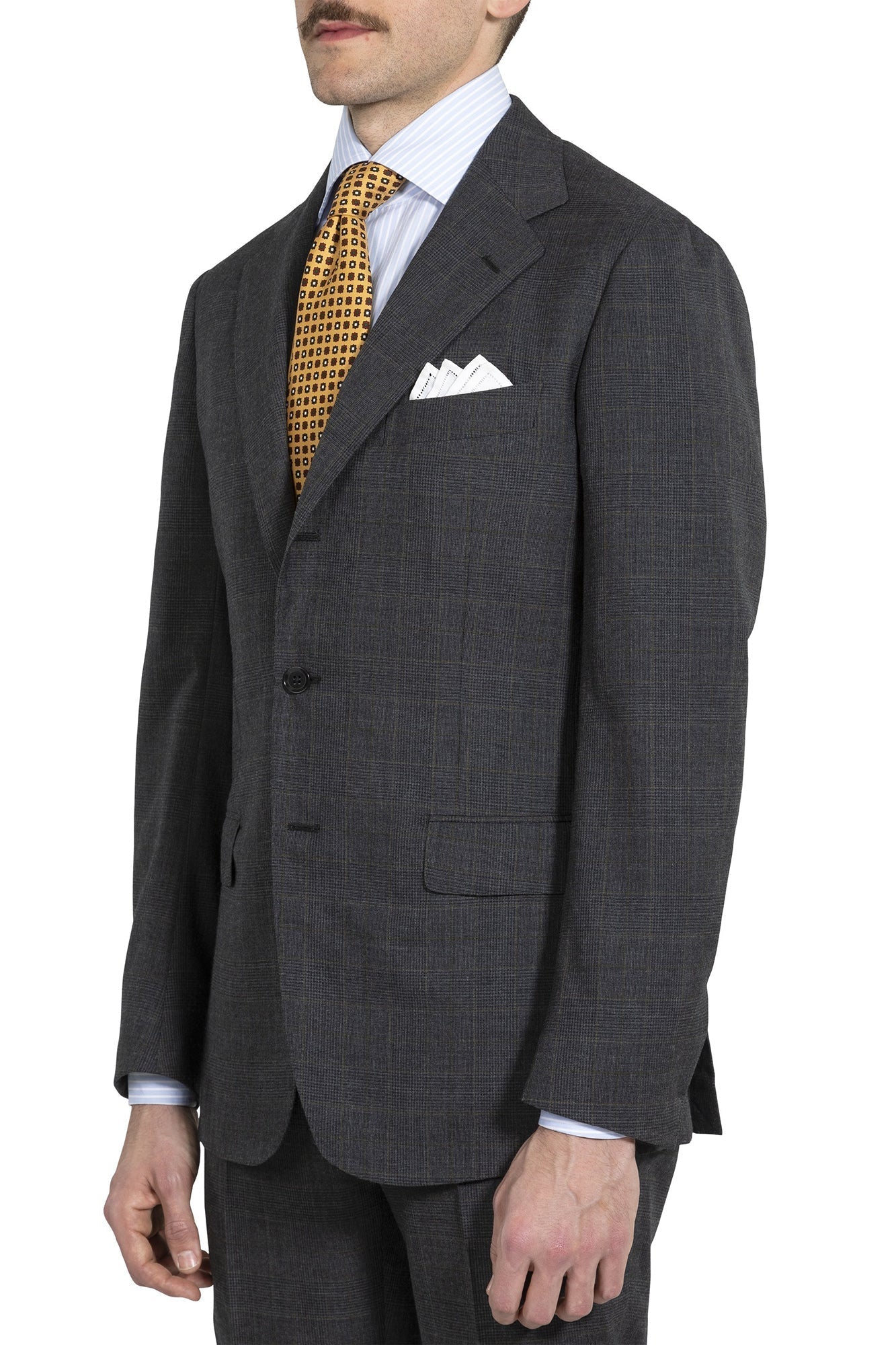 The Armoury by Ring Jacket Model 3A Charcoal/Olive Wool Glen Plaid Suit