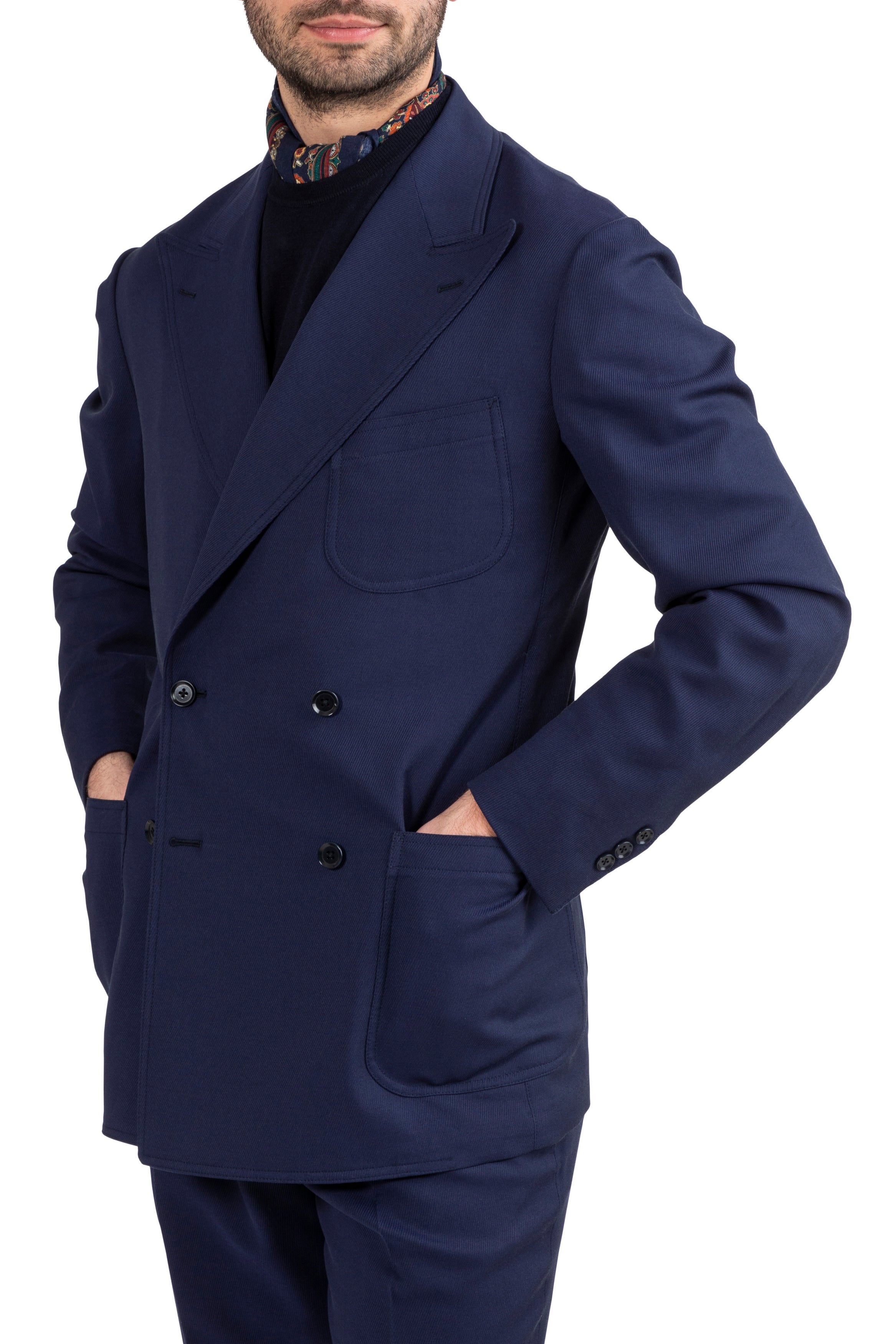 The Armoury Model 16B Navy Wool Cotton Twill DB Suit